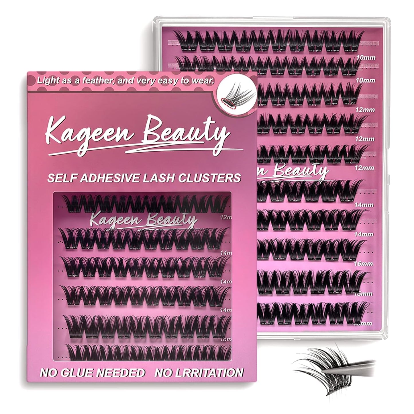Self-Adhesive False Eyelashes - 100 Clusters for Natural Look | Fluffy, Lightweight, Thick Curled (10-16mm)