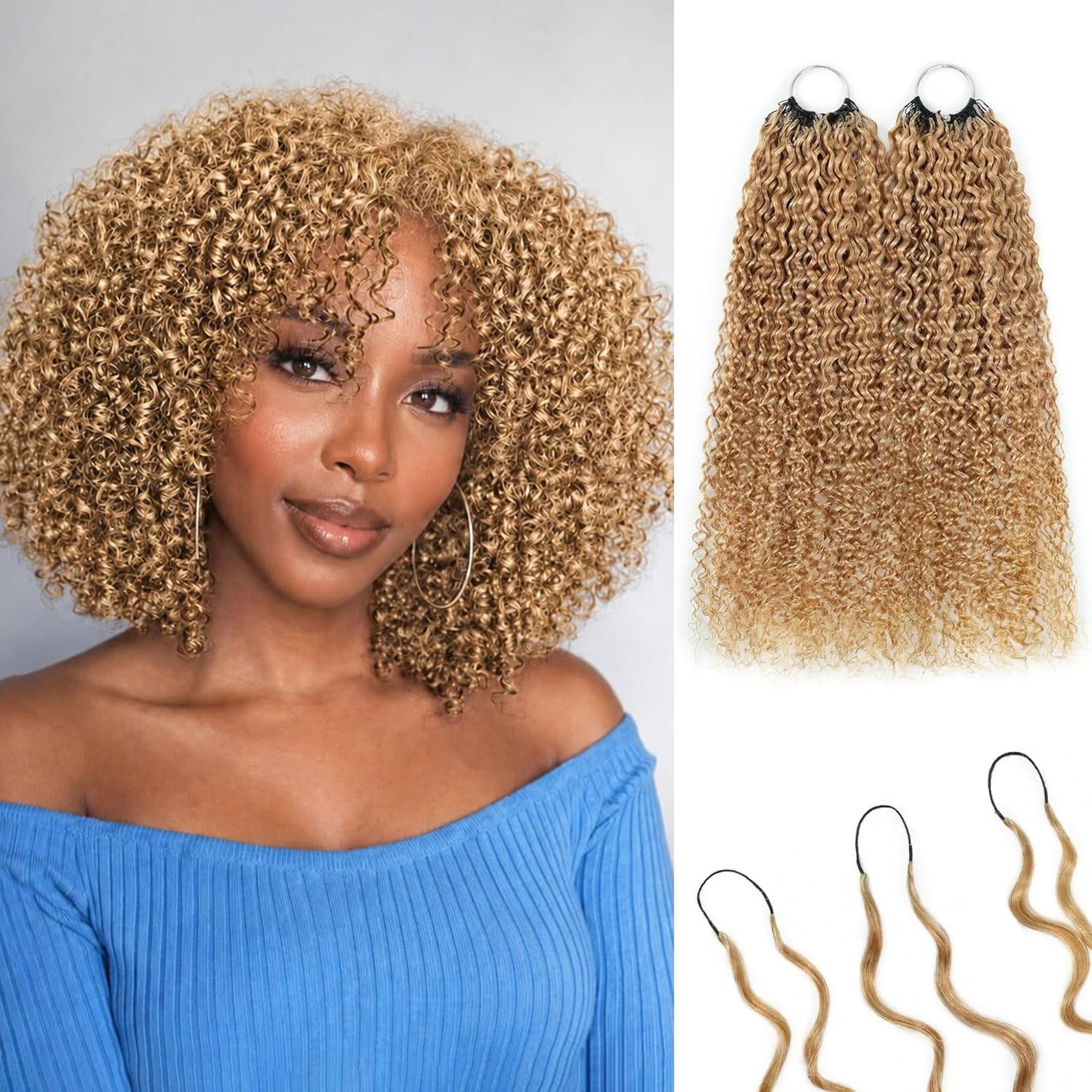 Feather Crochet Hair Extensions - 12 Inch 120g Invisible Miracle Knots for Black Women | Jerry Curly Pre-Separated Natural Black