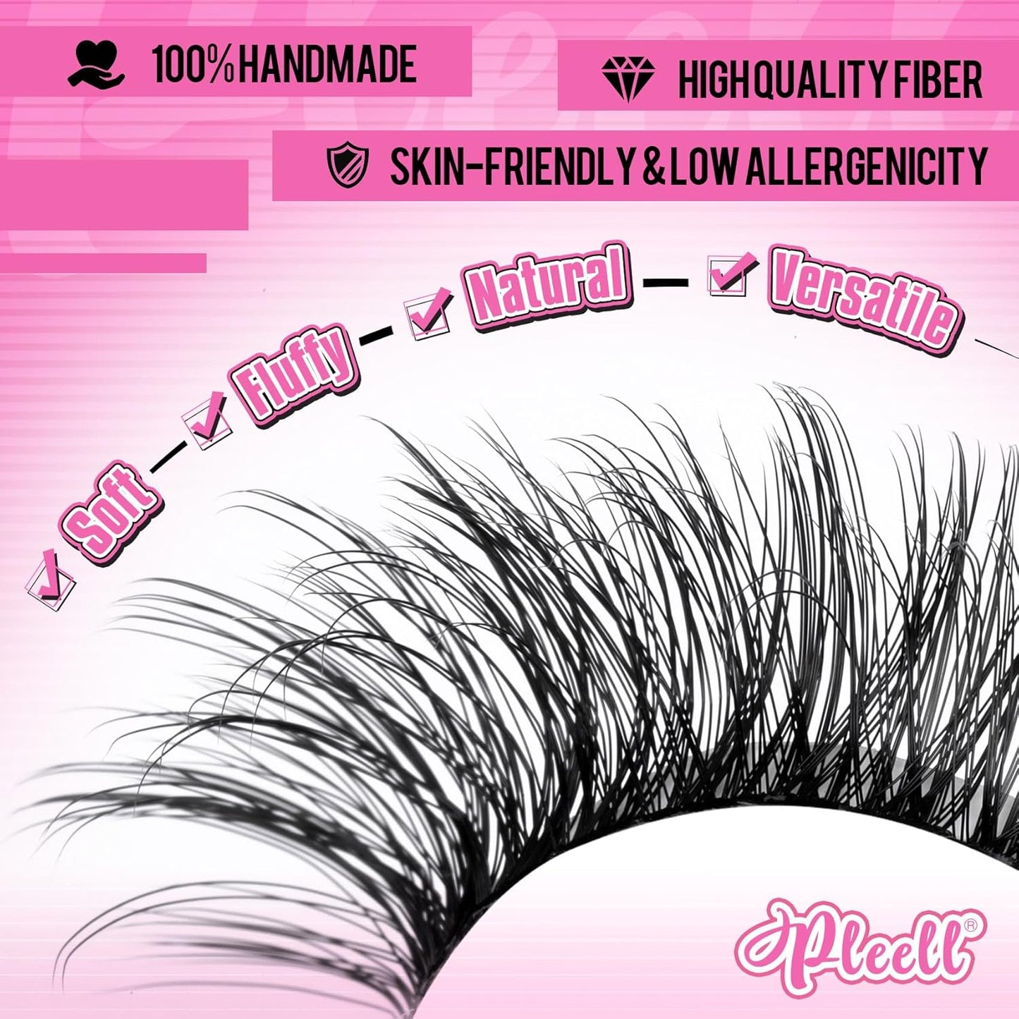 Fluffy Lash Extension Kit - 180PCS Wispy Natural Lash Clusters 10-18MM | Includes Bond, Remover & Applicator