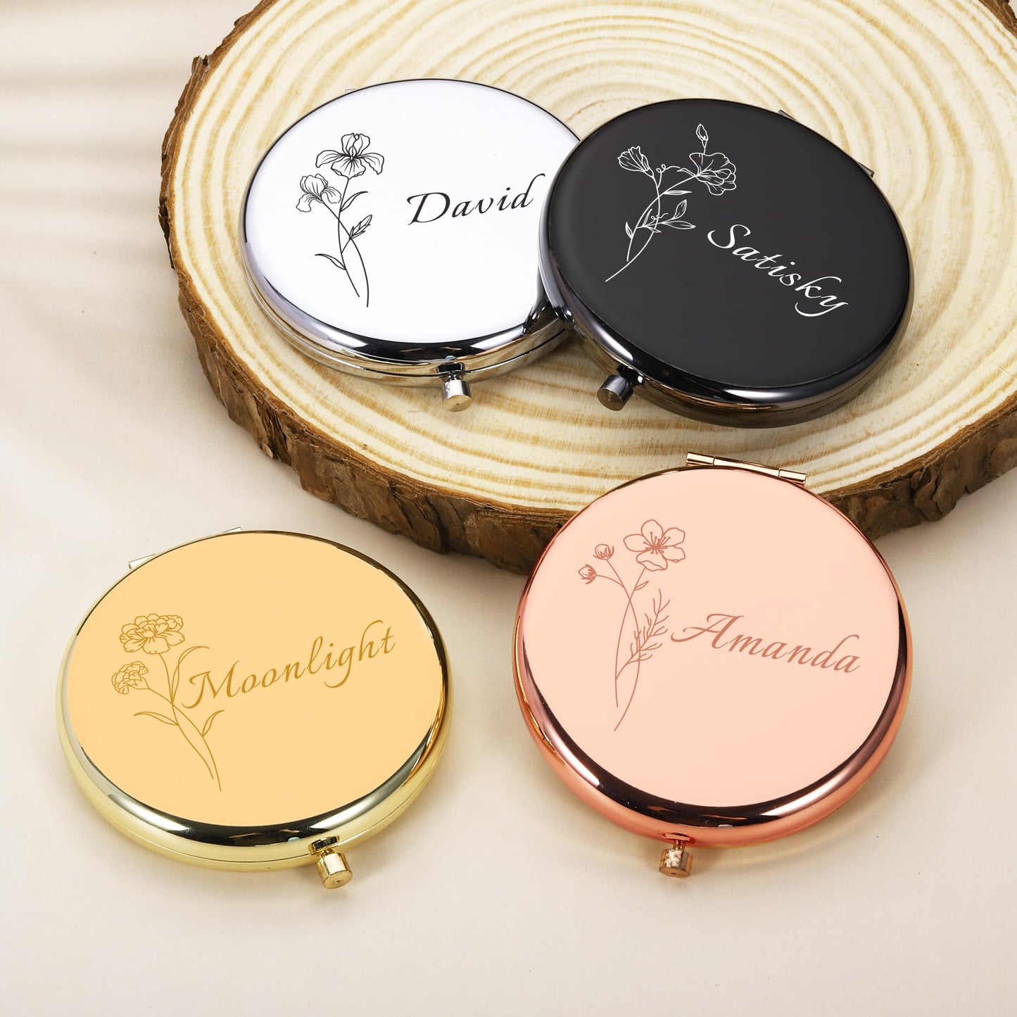 Personalized Compact Mirror - Custom Pocket Mirror for Women,1X/2X Magnifying Travel Makeup Mirror for Purse – Mother's Day Birthday Gifts for Mom Grandma Wife Friend Sister Bridesmaid Wedding (M000)