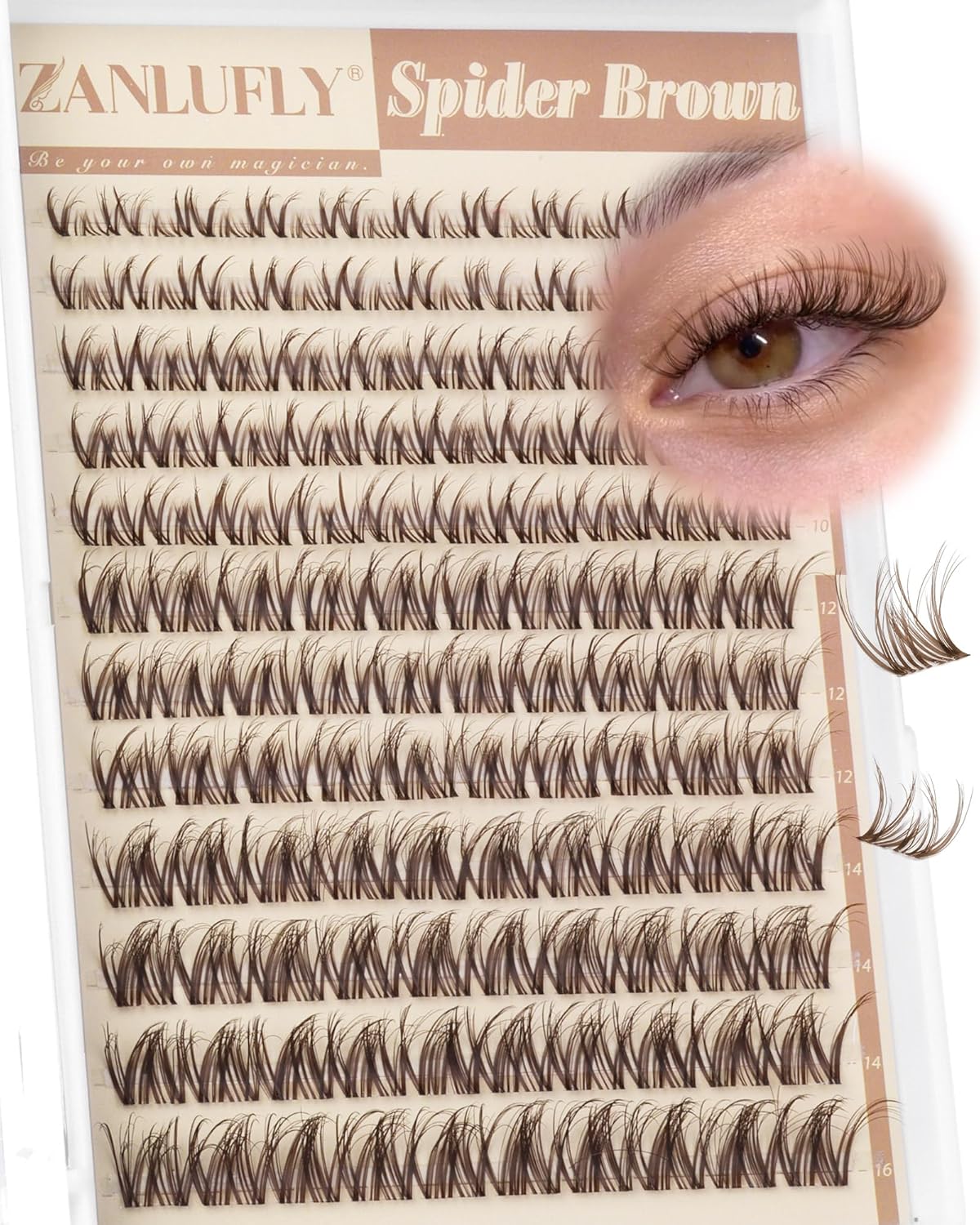 Spider Lash Clusters - Natural Wispy Eyelash Extensions | Light & Fluffy 8-16mm D Curly Lashes