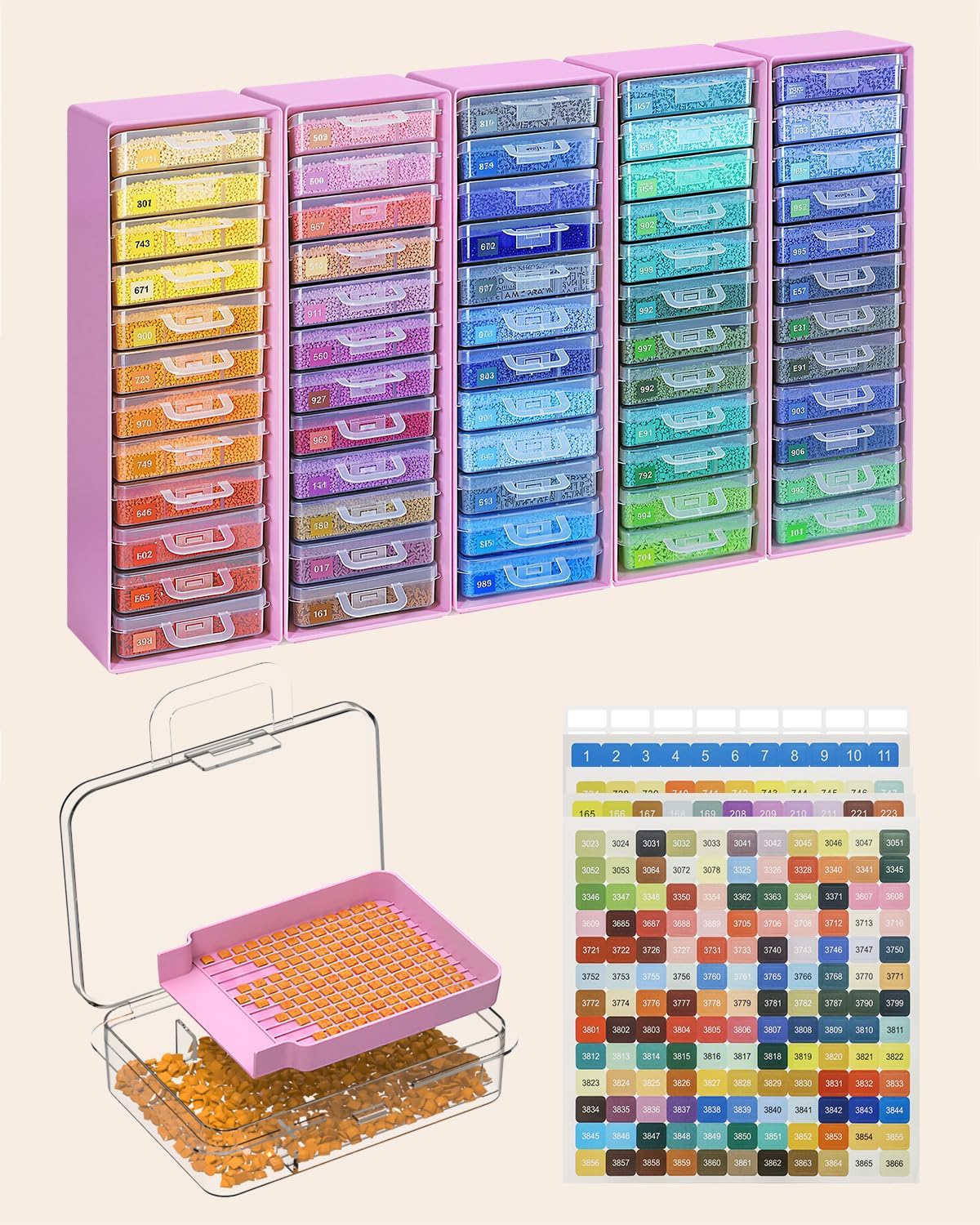 Diamond Painting Storage Containers - 48pcs Two-Layer Trays with Lids | 3-in-1 Art Accessories for Drills