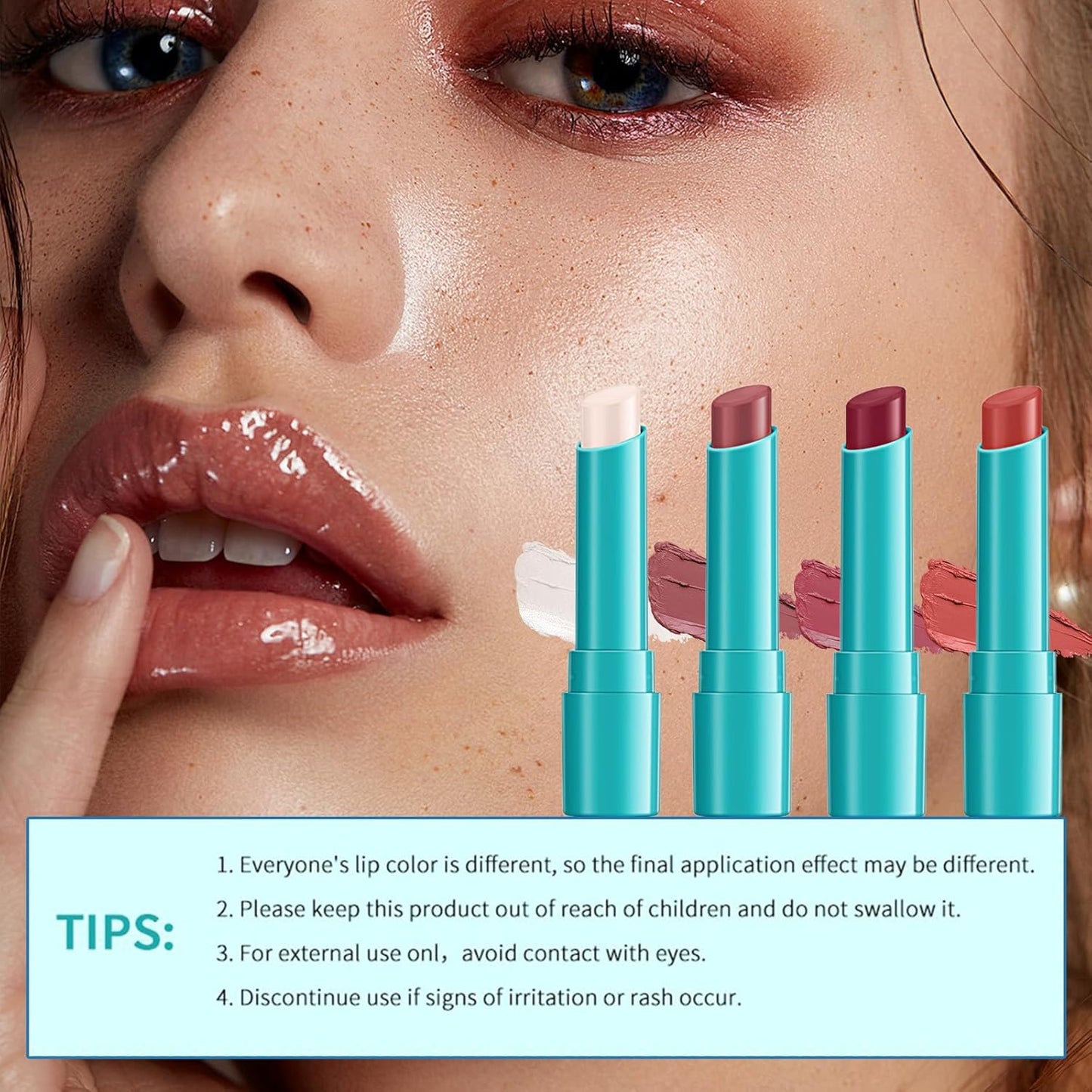 Hydrating Lip Tint Set - 4pcs Moisturizing Lip Oil Balm | Long-Lasting Waterproof Gloss