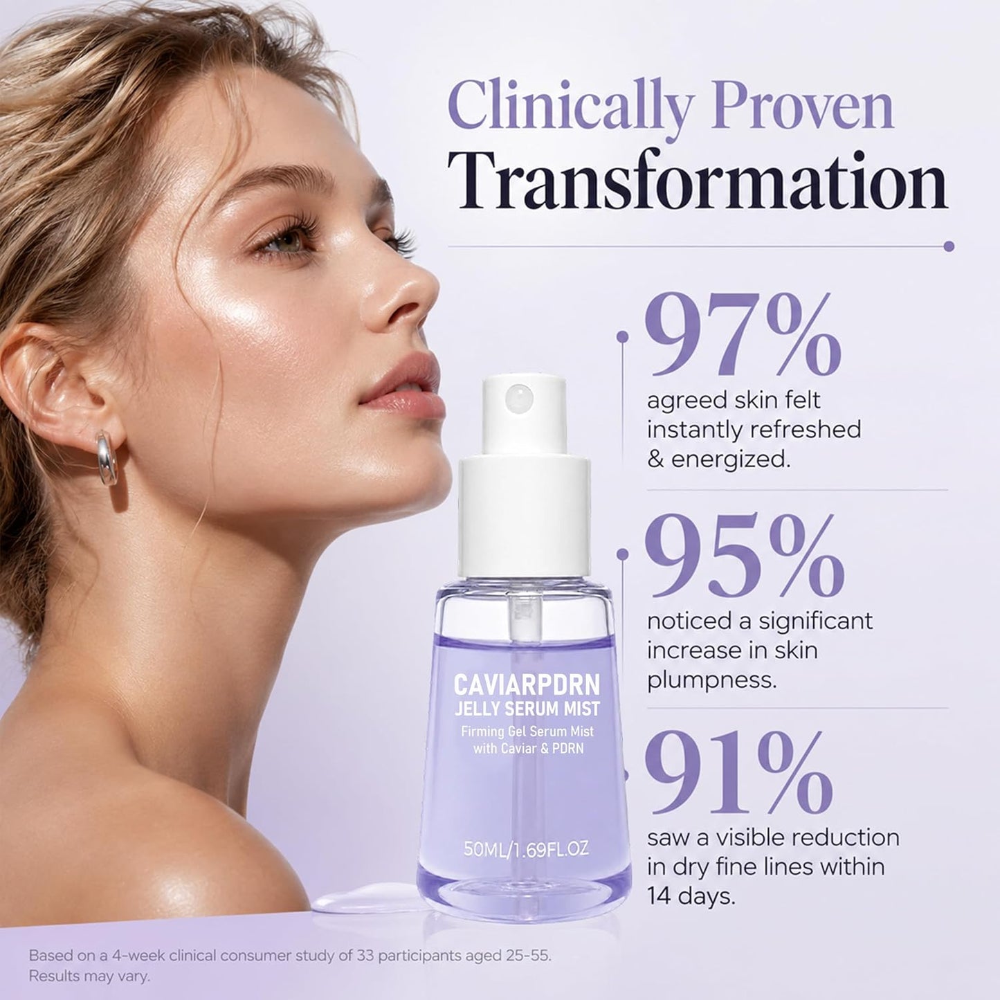 Caviar PDRN Jelly Serum Mist - Hydrating Face Spray for Dewy Glow | Travel Size 1.69 fl oz Each