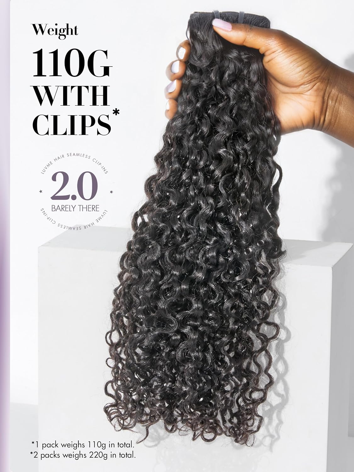 Invisible Messy Curly Clip-In Hair Extensions - Real Human Hair for Women | 14 Inch, 110g, 6 Pcs, Remy Hair