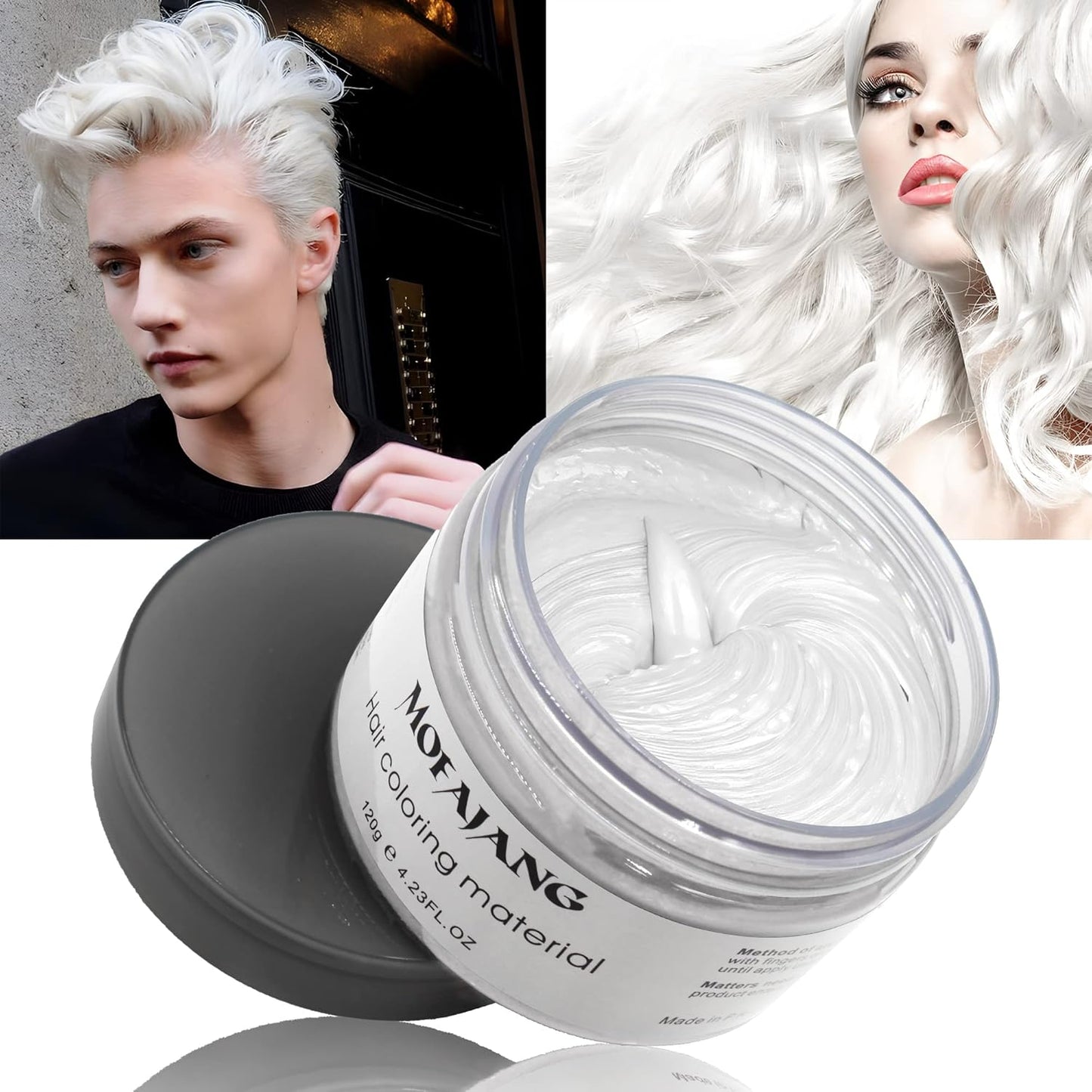 White Hair Color Wax - 4.23 oz Natural Hair Styling Pomade for Cosplay & Parties | Ash Color