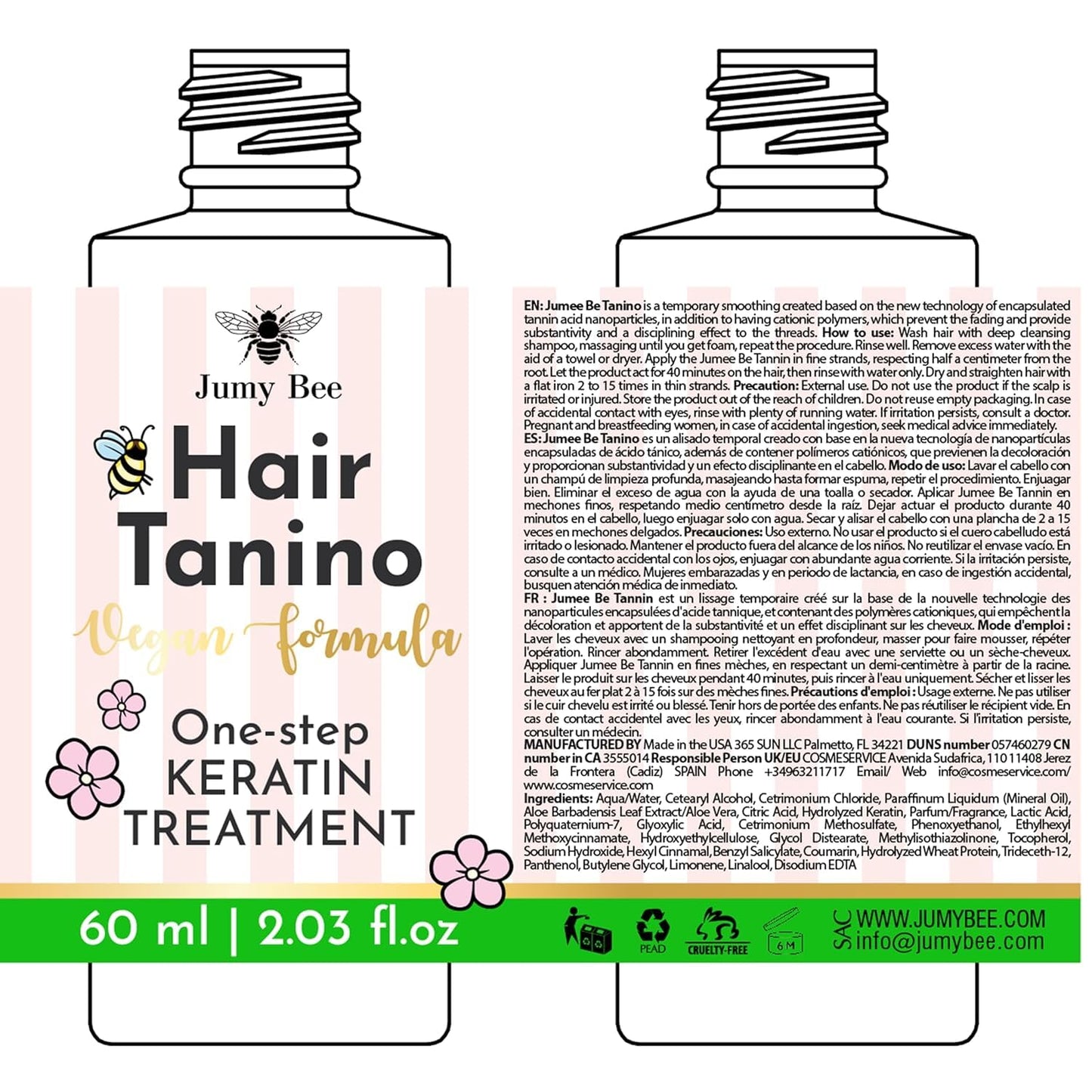 Keratin Hair Straightening Treatment - Smoothing & Hydrating Avocado Formula | 2.03 Fl. Oz