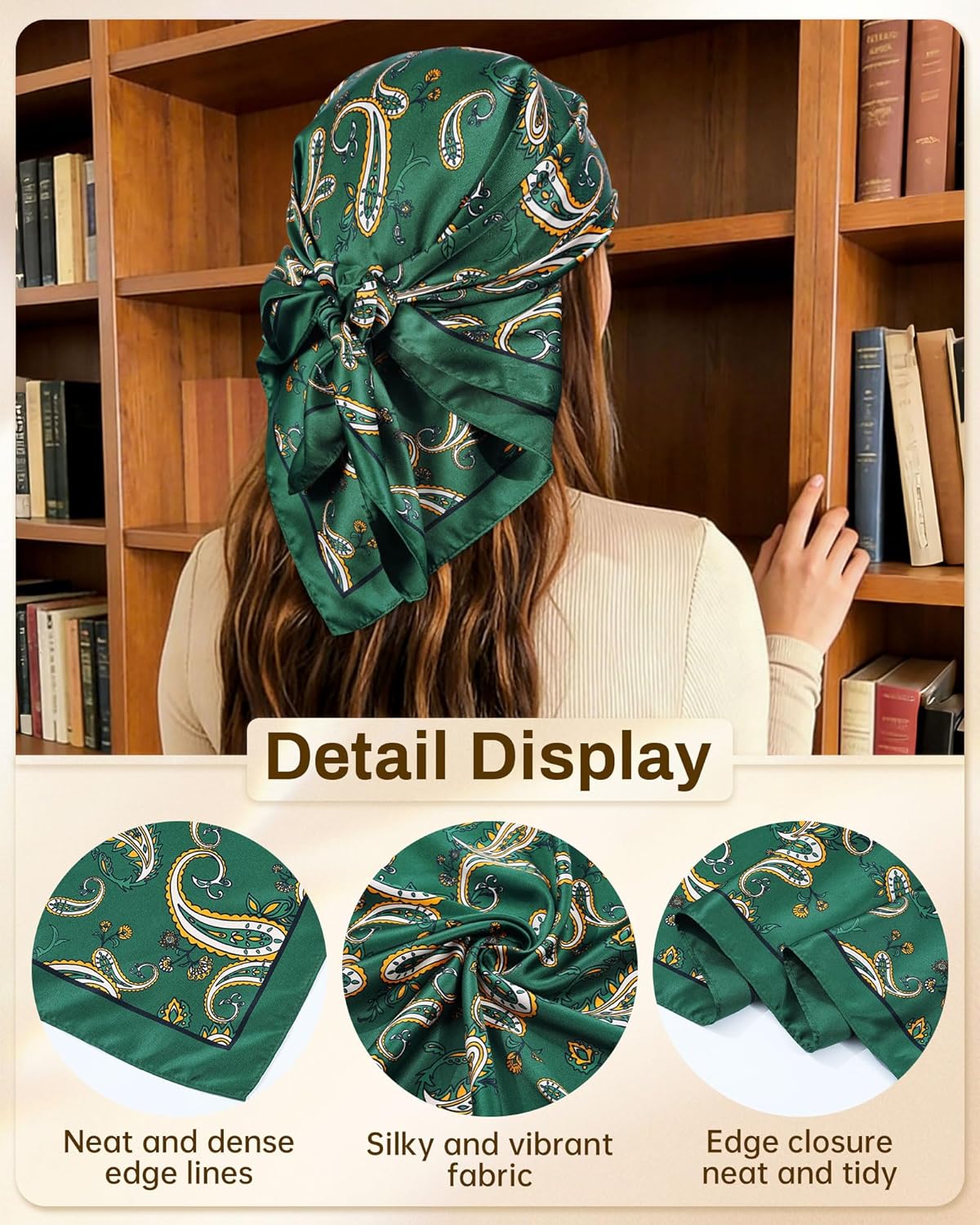 Satin Hair Scarf for Women - Reversible 27.5” Bandana Headband | Perfect for Raves