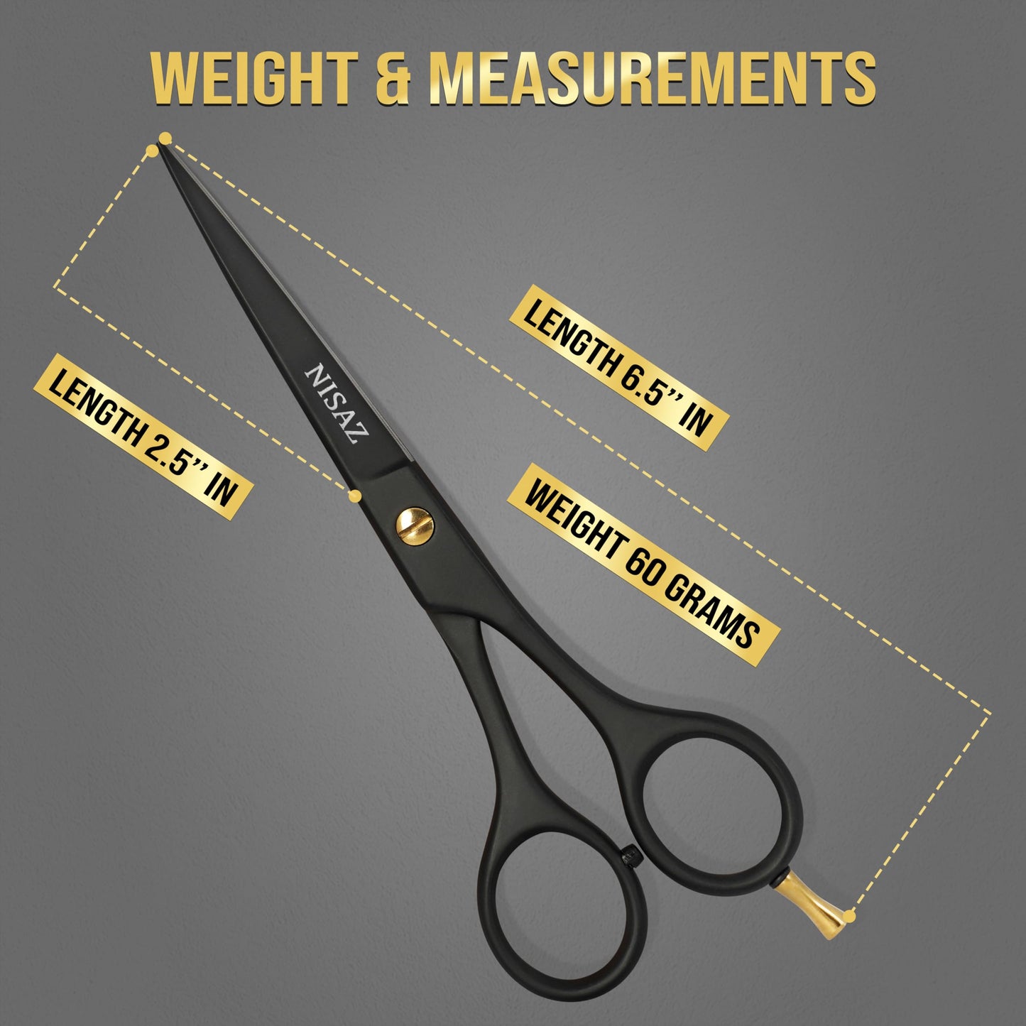 Professional 6.5” Matte Black Hair Scissors – Ultra Sharp Premium High Carbon Stainless Steel Barber Shears, Ergonomic Design Hair Cutting Scissors for Home & Salon – Gift-Boxed with Leather Pouch