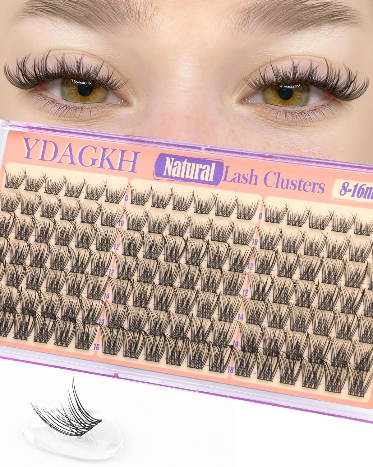 Natural Eyelash Clusters - Short Spiky Wispy Extensions 8-14mm | Ultra-Thin Band C Curl DIY Lashes
