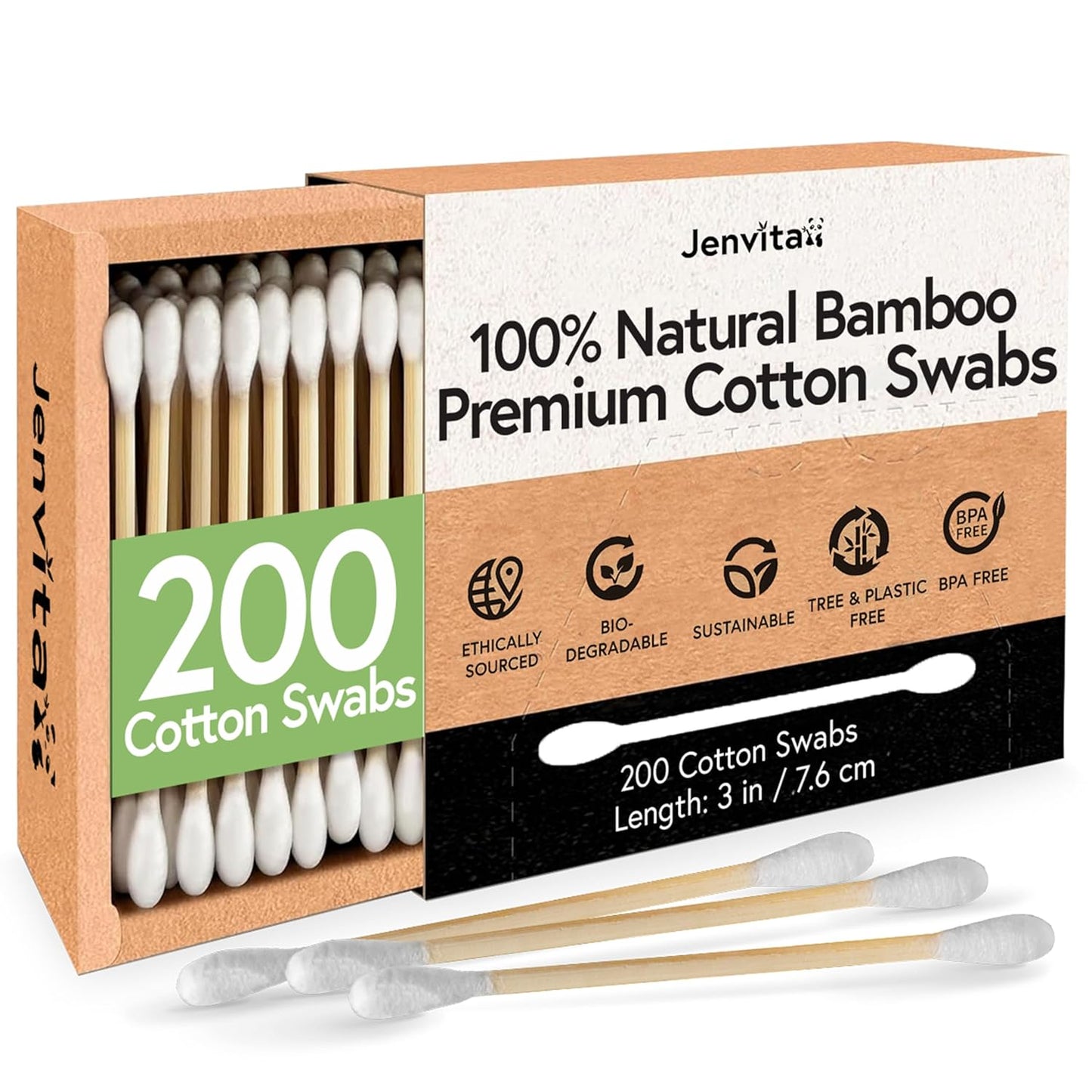 Bamboo Cotton Swabs for Ears - Hypoallergenic Double-Tipped | 500-Pack for Baby Care & Makeup Cleaning