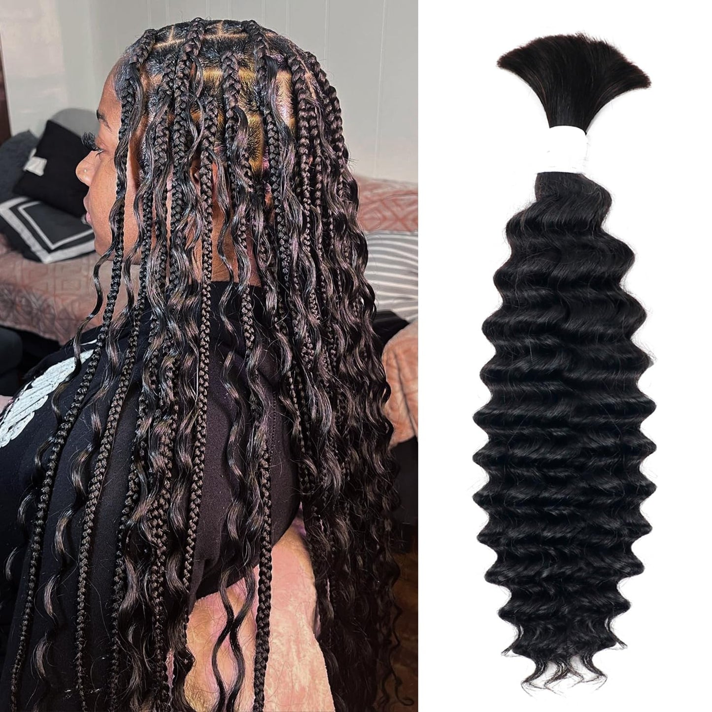 Body Wave Curly 4/27 Human Braiding Hair - 100g One Bundle for Boho Braids | 18 Inch