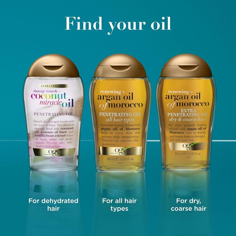 OGX Extra Strength Coconut Miracle Oil Treatment - Hydrating Anti-Frizz Hair Oil for Coarse, Dry Hair | 3.3 Fl Oz