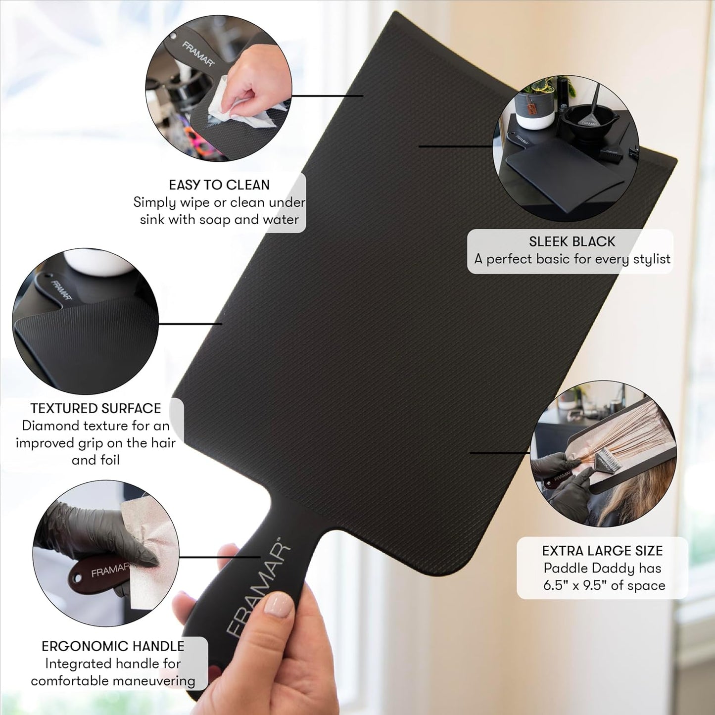 FRAMAR Extra Large Balayage Board | Precision Highlighting Tool for Hair Salons - Textured Black Surface