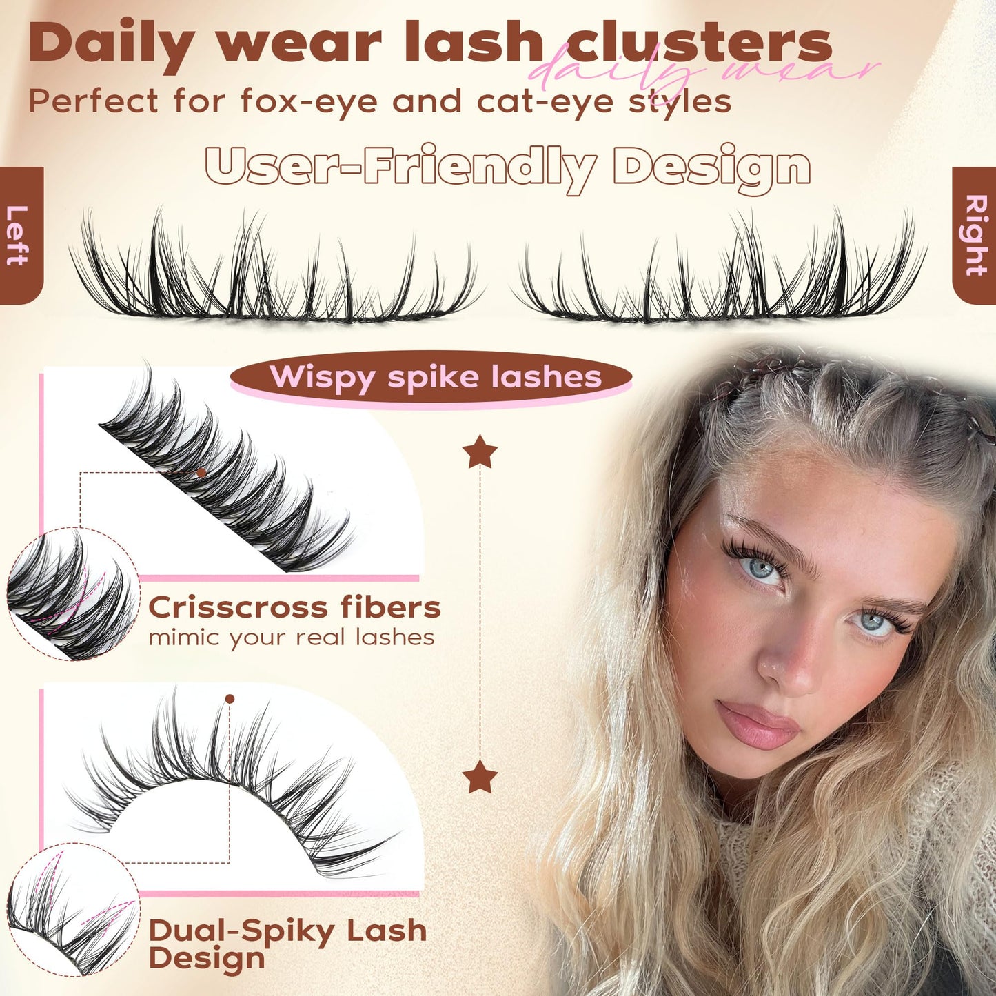 Focipeysa Lashes Clusters Wispy Natural Lash Clusters 10-16mm Eyelash Clusters Individual Eyelashes Pestañas Postizas Naturales Fairy Eyelashes Extensions Natural False Eyelashes