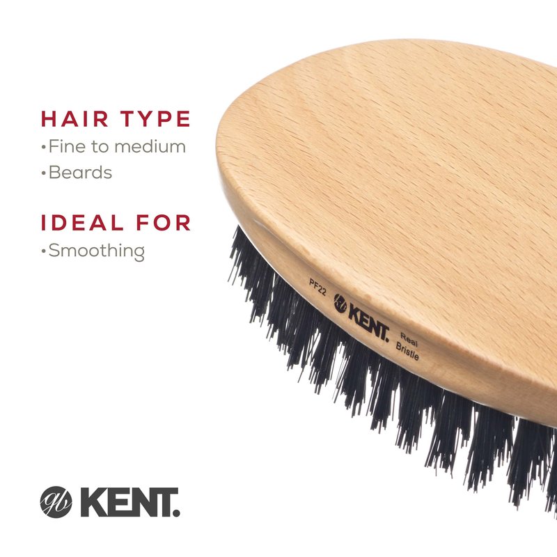 Kent Mens Grooming Kit: Extra Small Comb, Coarse Tooth Pocket Comb, Oval Palm Hair Brush for Beard and Mustache Care. Made in England