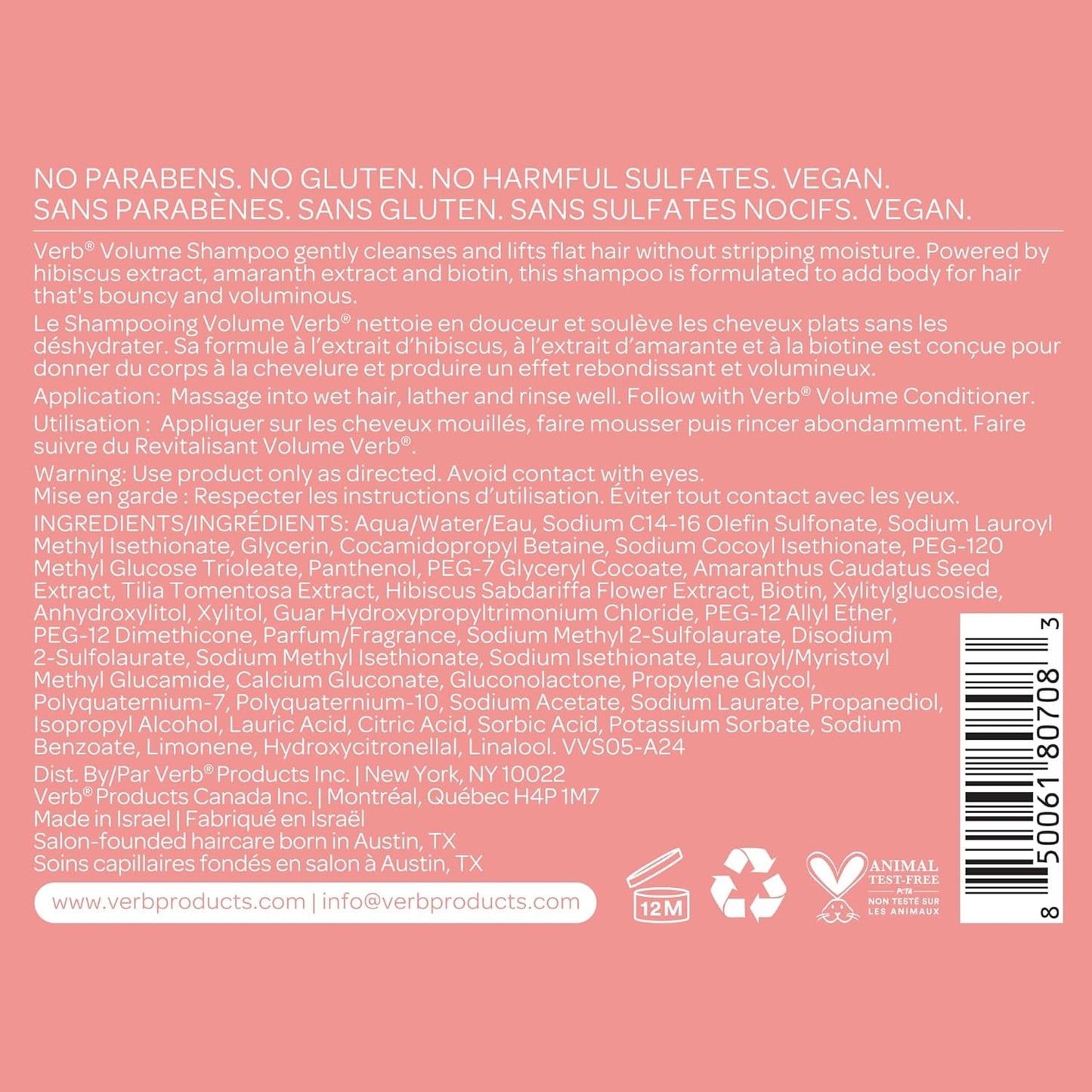 VERB Volume Shampoo - Sulfate-Free Formula for Lifting Flat Hair | Gentle Cleansing