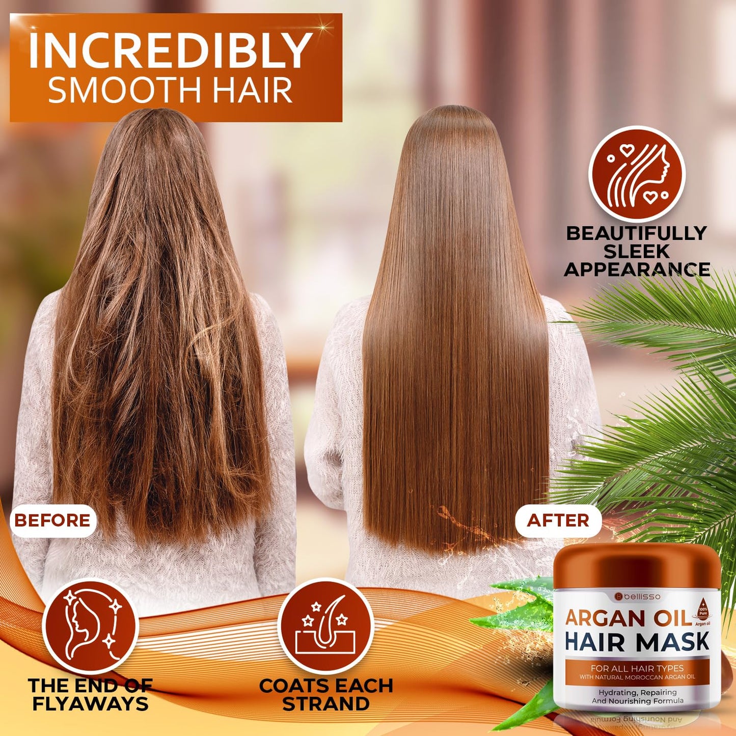 Moroccan Argan Oil Hair Mask - Deep Conditioning Treatment for Damaged Hair | Hydrating Repair with Collagen & Keratin