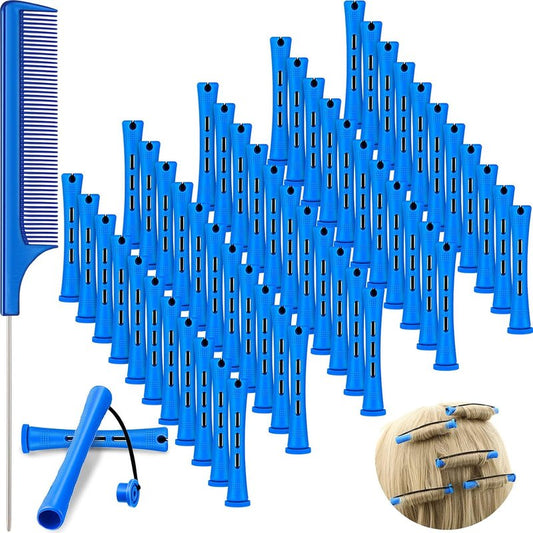 WILLBOND 60 Pcs Perm Rods - Cold Wave Curlers for Short & Long Hair | 0.35 Inch Blue Rollers