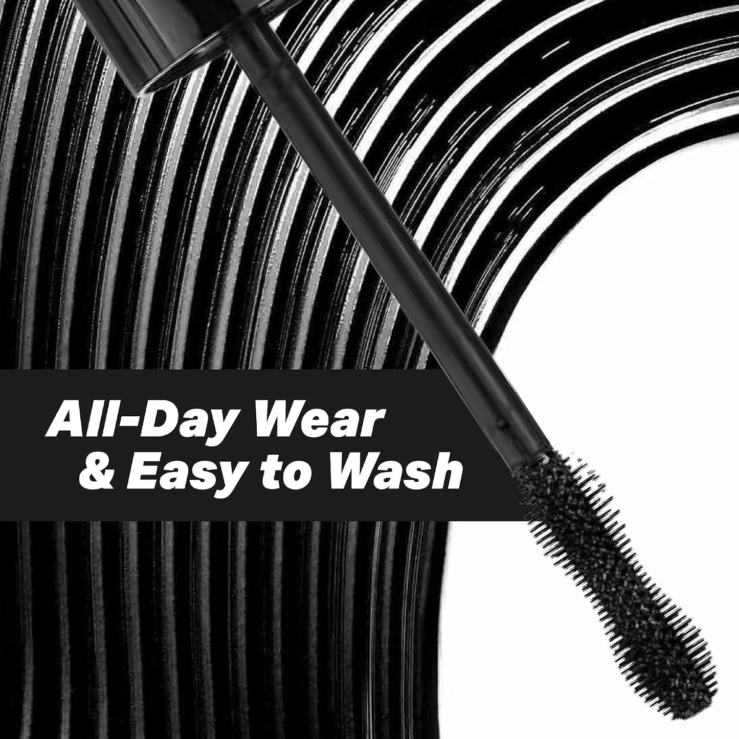Washable Mascara for 2X Volume & Length - Wide-Eyed Fan Effect, Hourglass Brush | 0.34 Fl Oz