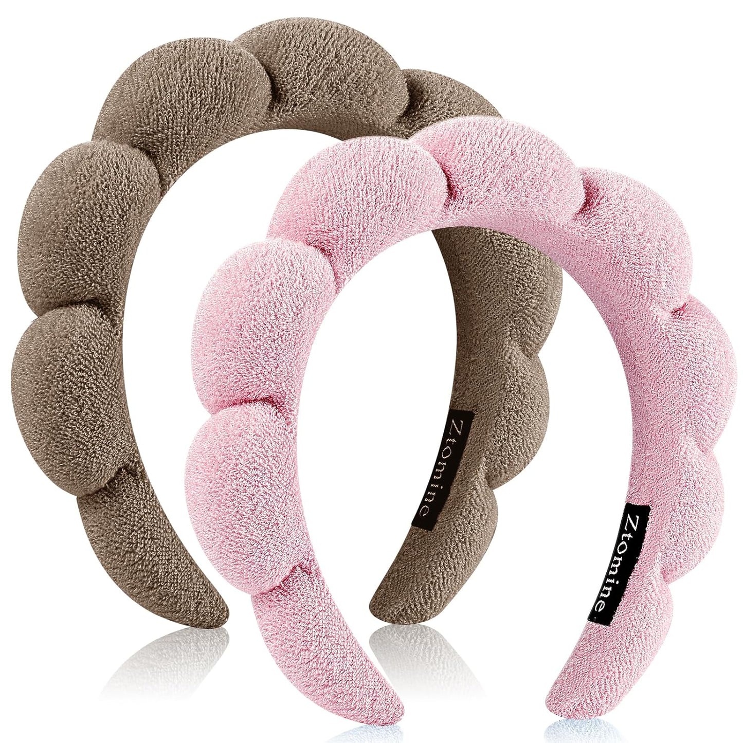 Spa Headbands for Face Washing | Soft Cotton Terry Cloth Set of 2 - Pink & Blue
