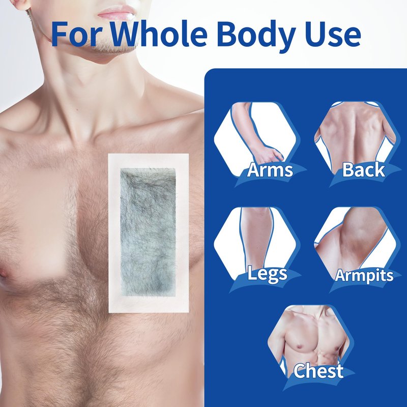 Beauty7 Men Wax Strips for Body, Ready to Use Waxing Strips, Facial Hair Removal Wax, Legs Arms Chest At Home Waxing, 20 Waxing Strip 4 Calming Oil Wipes