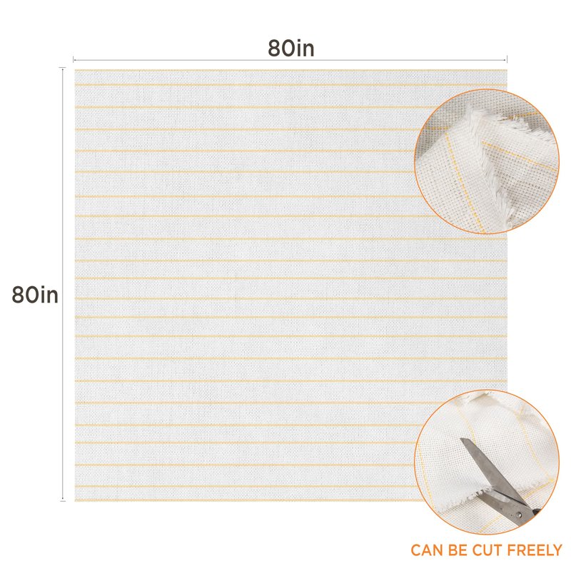 80” x 80” Large Tufting Cloth for Tufting Gun, Primary Tufting Cloth with Marked Lines, Durable Monks Cloth for Punch Needle, Edges Sewn for DIY Crafts