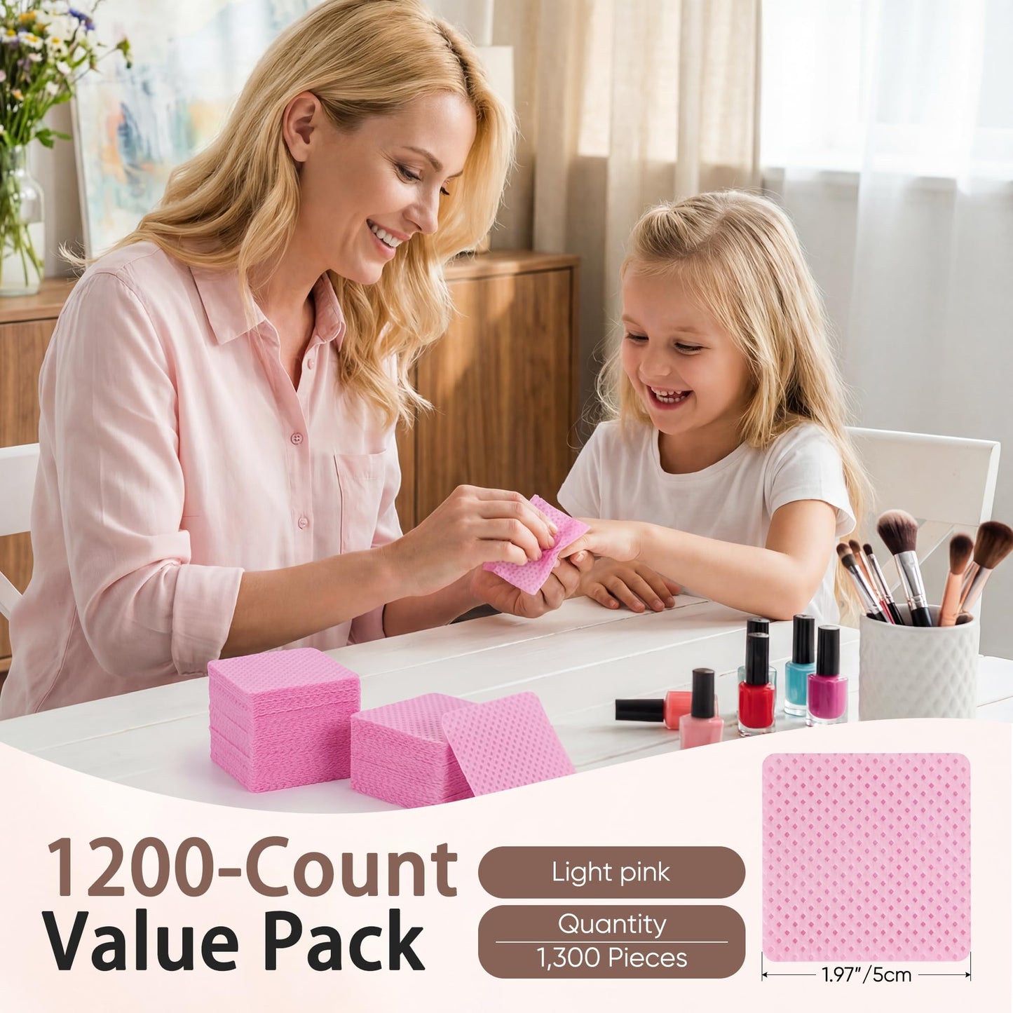 1200 Lint Free Nail Wipes, Acetone Nail Polish Remover Pads, No Lint Wipes for Nail Art Gel Nail Supplies and Eyelash Extensions Wipes