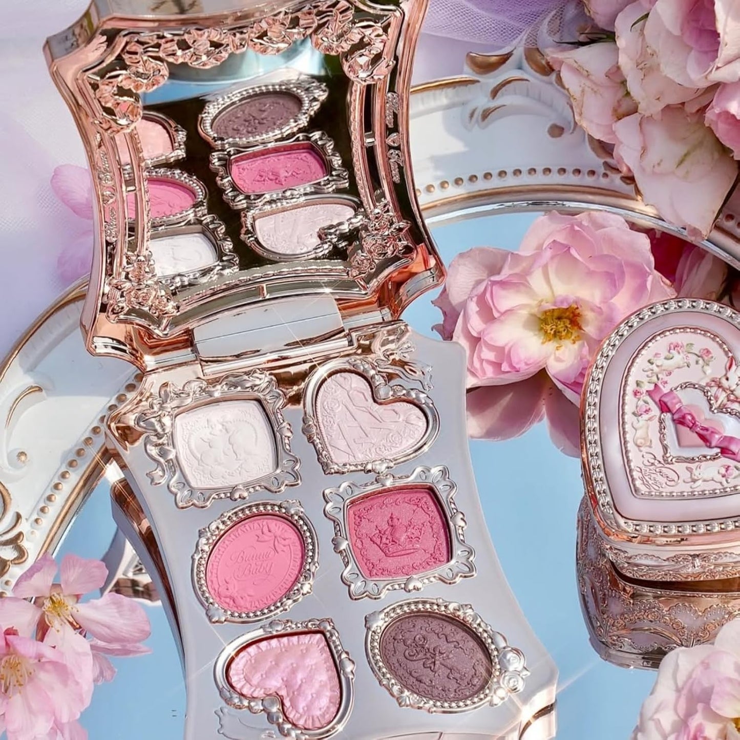 Bunny Garden 6-Color Makeup Palette | Blendable Berry Pink Shades - 2 Matte, 2 Shimmer, 2 Satin - 0.23 oz