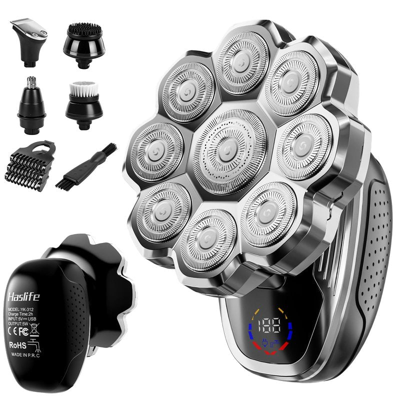 Electric Razor for Men,Head Shavers for Bald Men,Electric Shavers for Men with Wet & Dry Bald Head Shaver 9D Floating, 5-in-1 Body Shavers Comes with Magnetic Detachable Blades