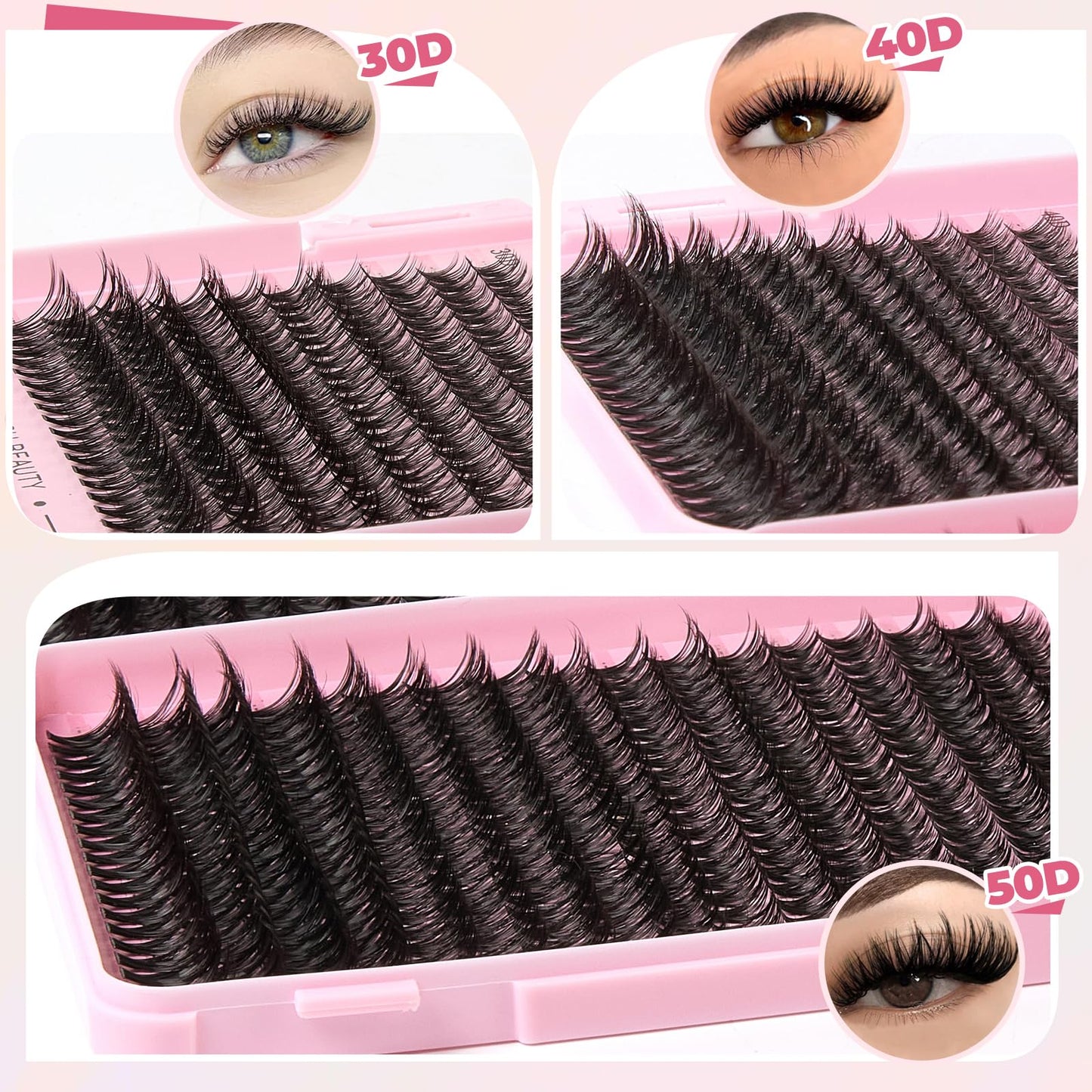 Wispy Lash Clusters Kit 800pcs Lash Extension Kit Eyelash Clusters 30D&40D&50D Natural Lashes Clusters 8-18mm DIY Individual Lashes Cluster