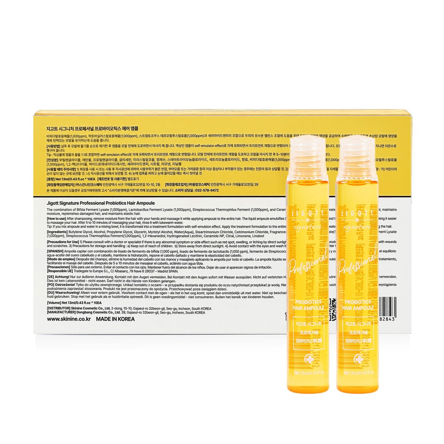 Jigott - Signature Professional Probiotics Hair Ampoule, K-Beauty Hair Treatment, 13ml/0.43FL.OZ *10 EACH