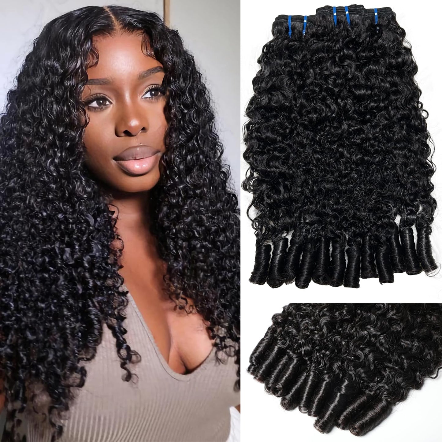 Burmese Curly Crochet Hair - 20 Inch 60g Knotless Pre-Separated Bundles | Invisible Miracle Knots, Reusable Virgin Hair Extensions