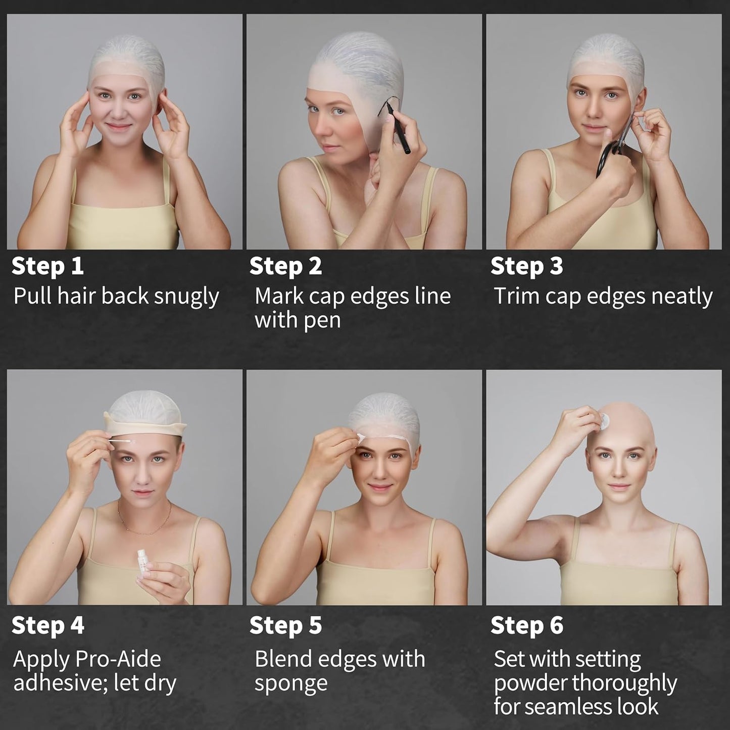 Halloween Bald Cap SFX Kit - 8-Piece Professional Makeup Set with Latex, Adhesive & Flesh Palette | Perfect for Costume Parties