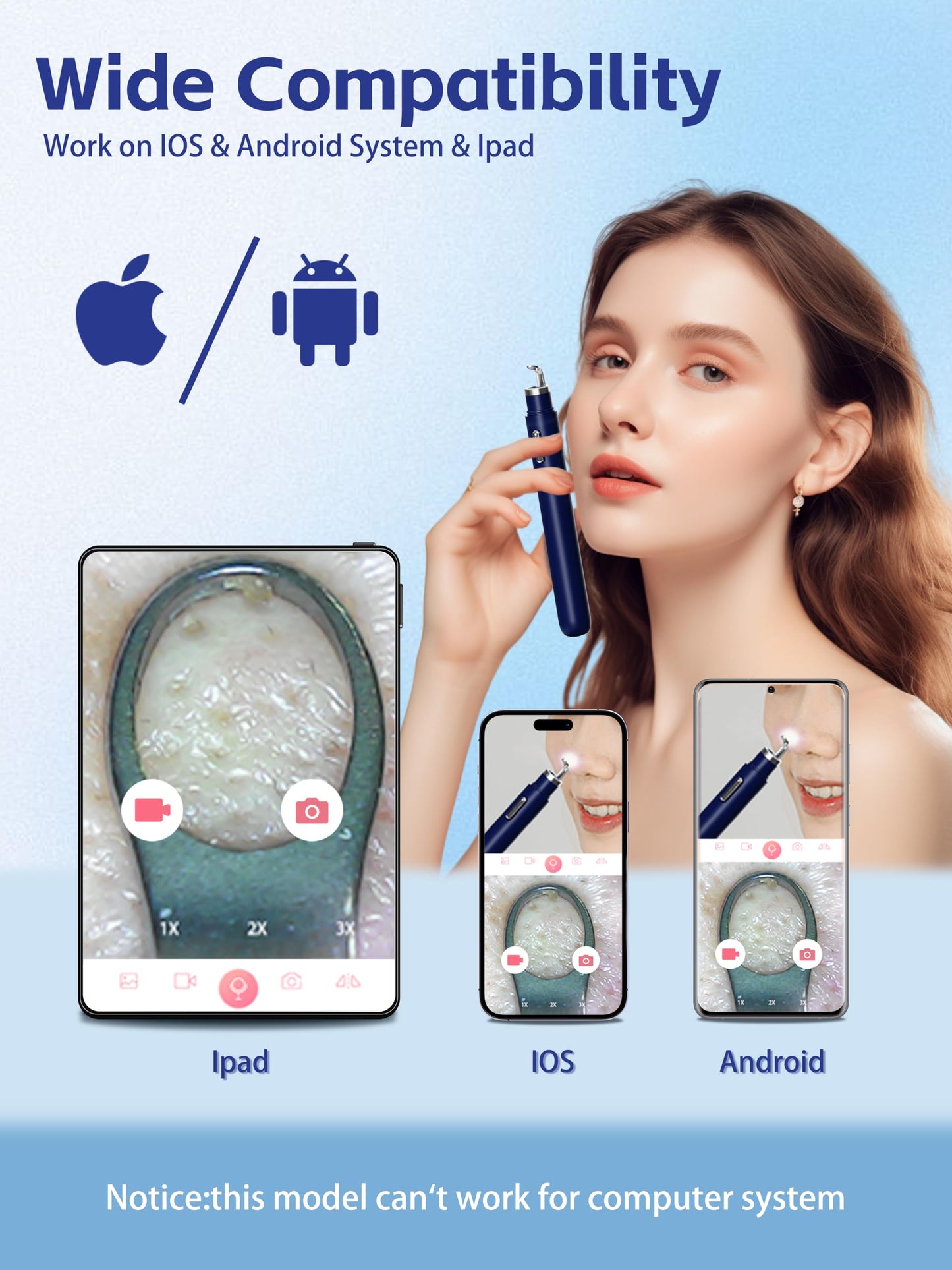 Visual Blackhead Remover with Camera 20X Extractor Kit for iPhone/Android