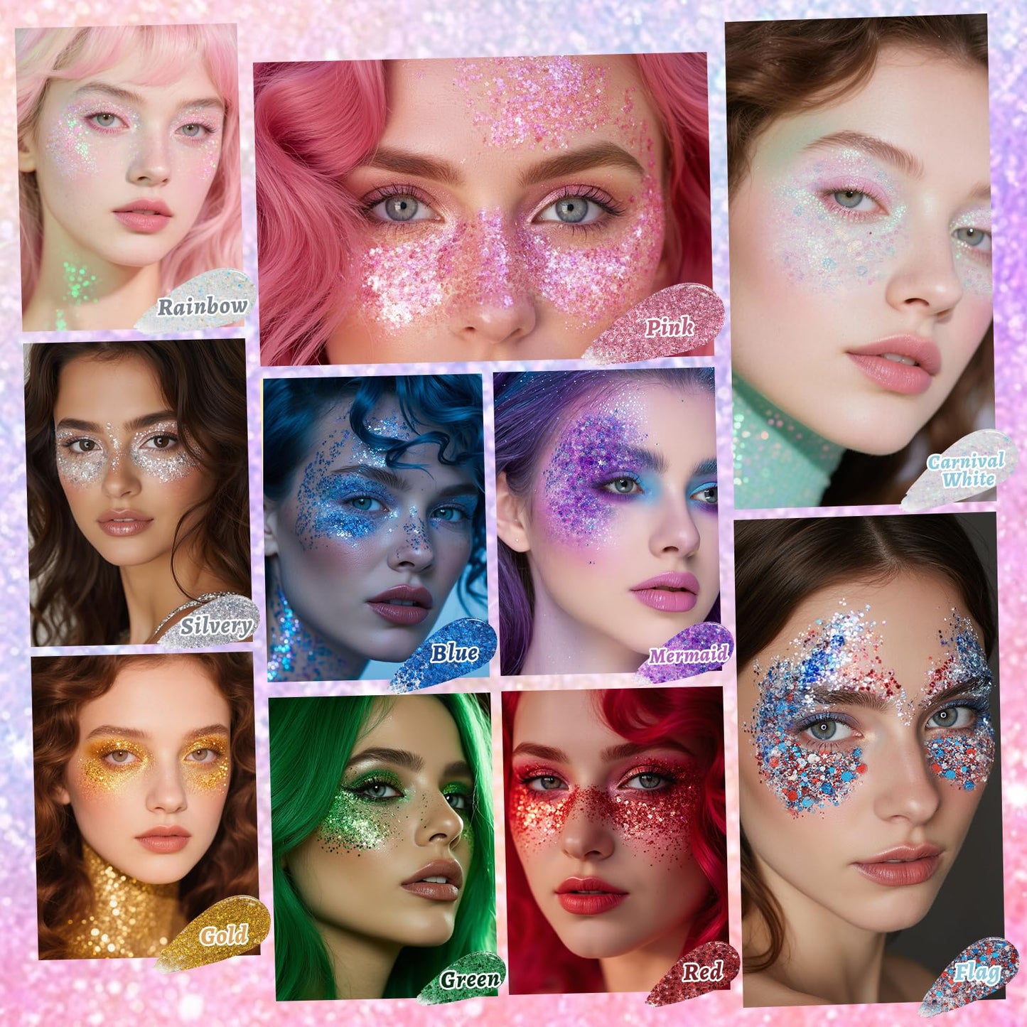 YBUETE Sparkling Pink Face and Body Glitter Stick for Sparkling Makeup, Hair Glitter Accessories for Women, Highlighting Stick for Fairy Dust, Cheerful Face Glitter for Festive Parties and Carnivals