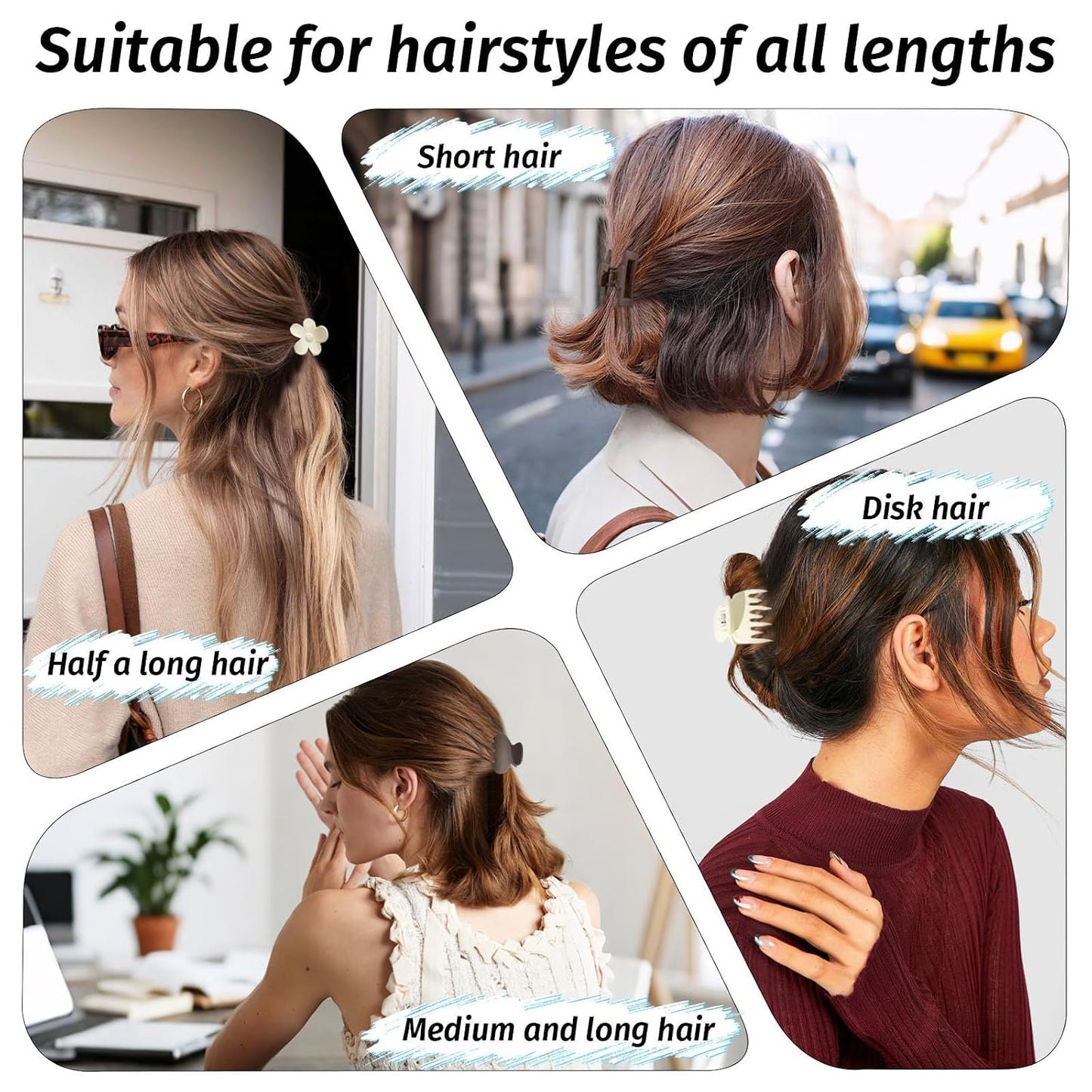 Mini Claw Clips for Thin to Medium Hair - 12 Pack 1.5 Inch Matte Jaw Clips for Women | Nonslip Styles