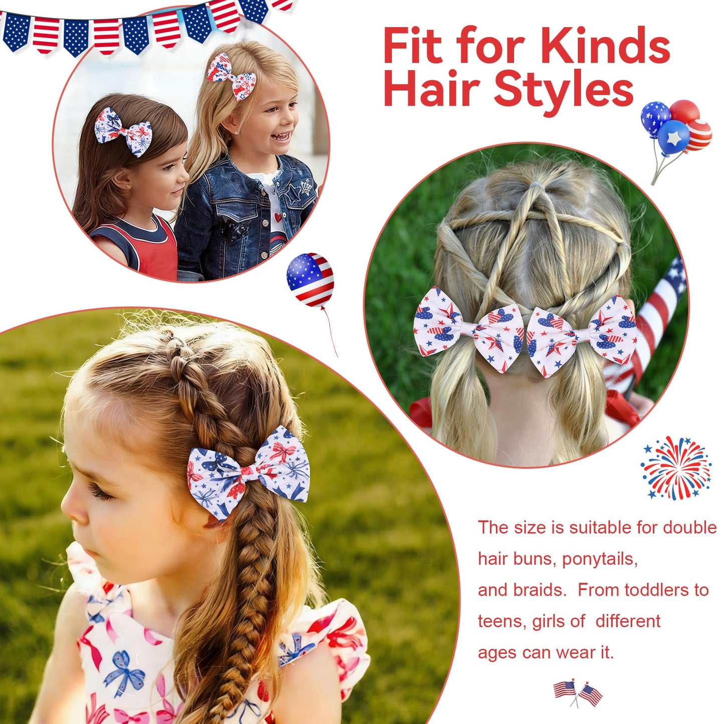 PABOBIT Valentines Hair Bows for Girls, Pink Red Hair Clips Heart Bow Clips Girls Hair Accessories for Kids Teens Gifts