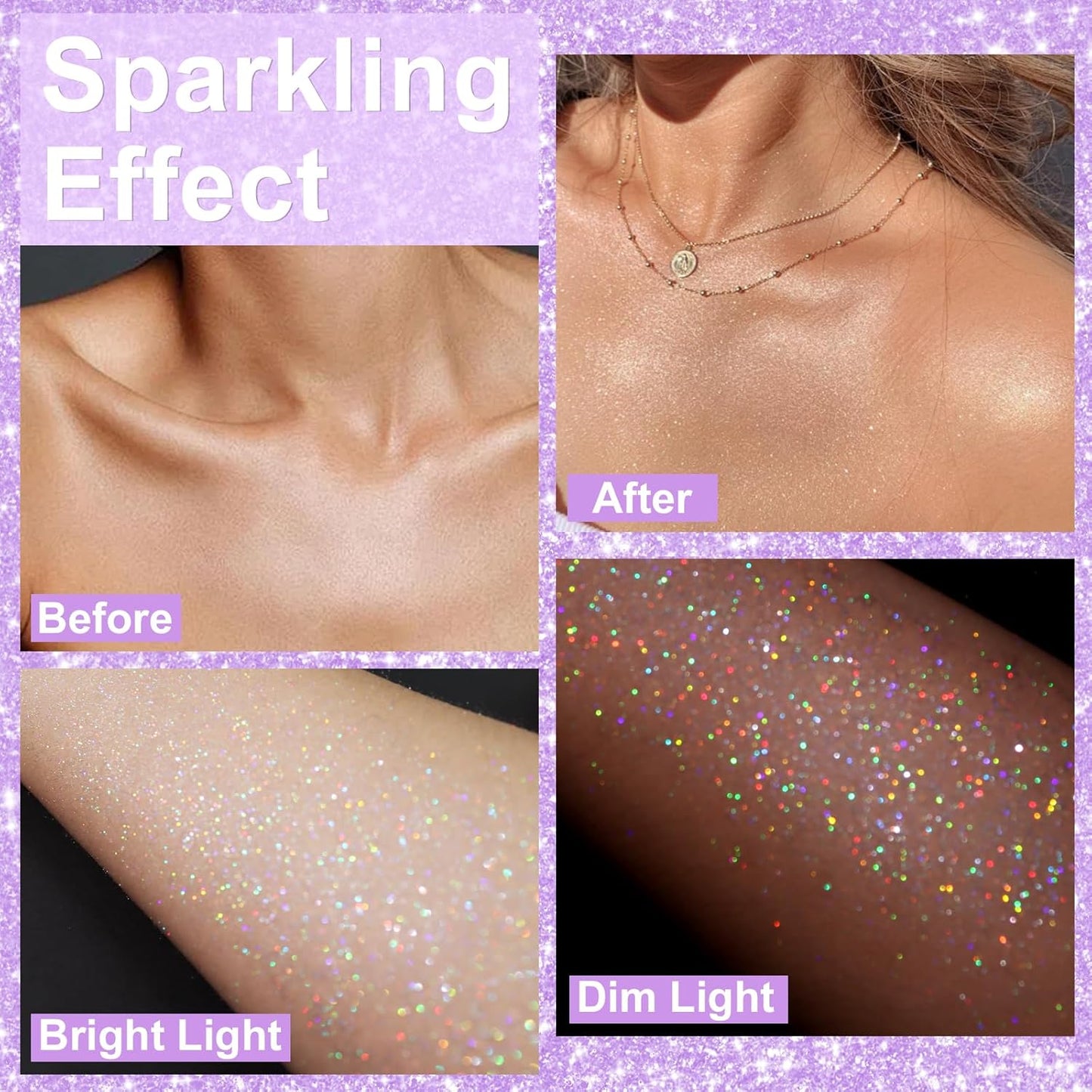 Holographic Silver Body Glitter Spray - 80ML Quick-Drying Shiny Hairspray for Festivals & Parties