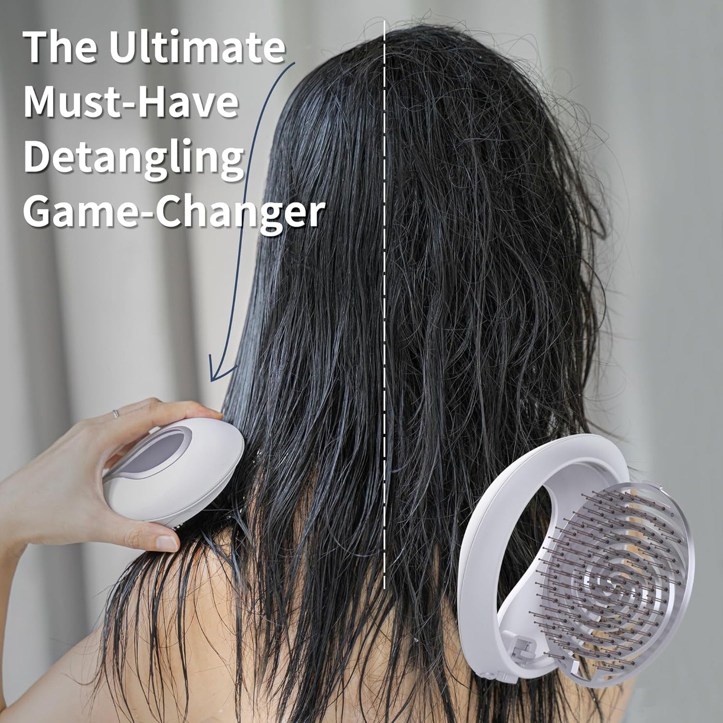 Uffy Spiral Shine Detangling Hair Brush - Anti-Frizz, Tangle-Free Design | Ergonomic Handle, Moonlight White