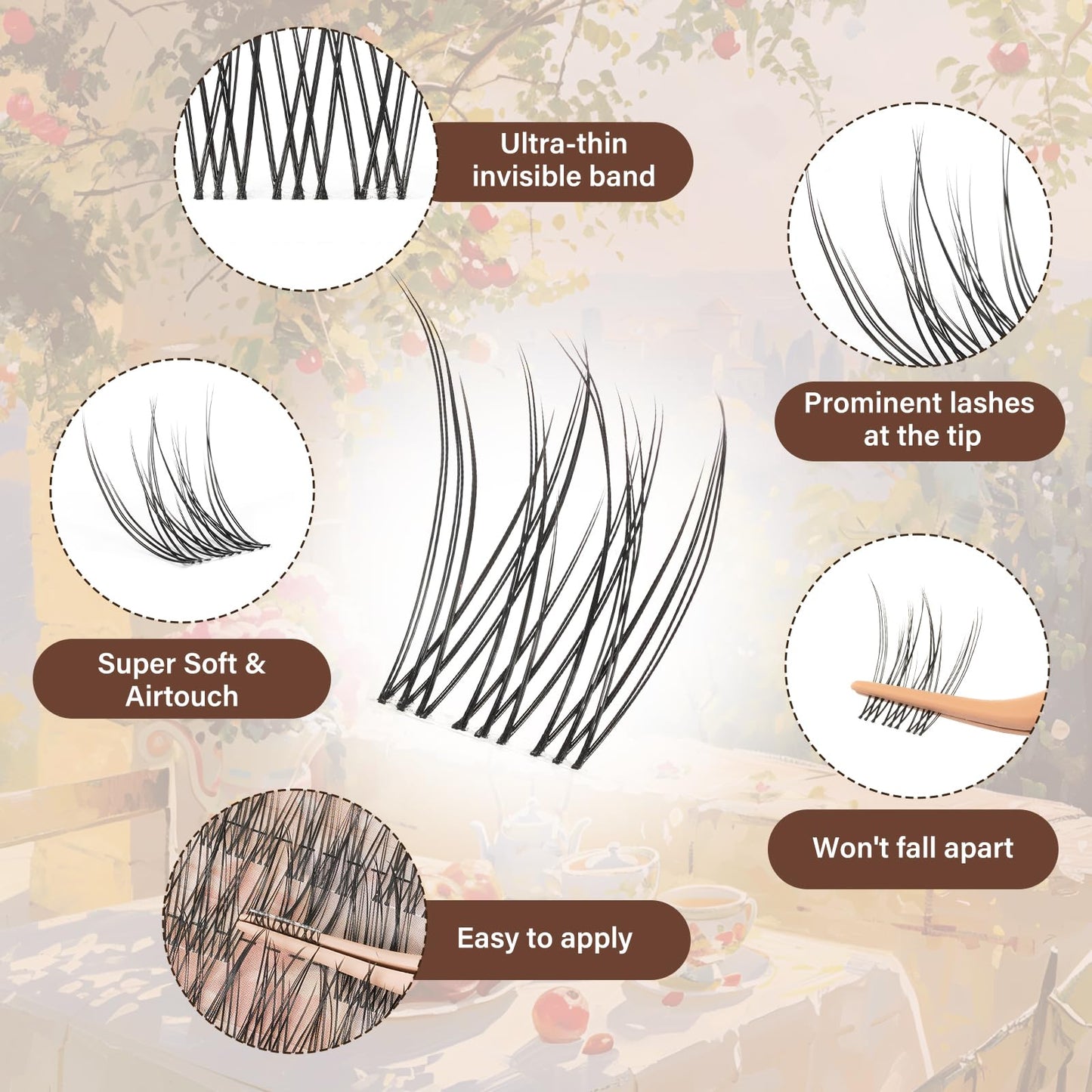 JMS&JMS Natural Lash Clusters Invisible Band Wispy Lashes for Beginner