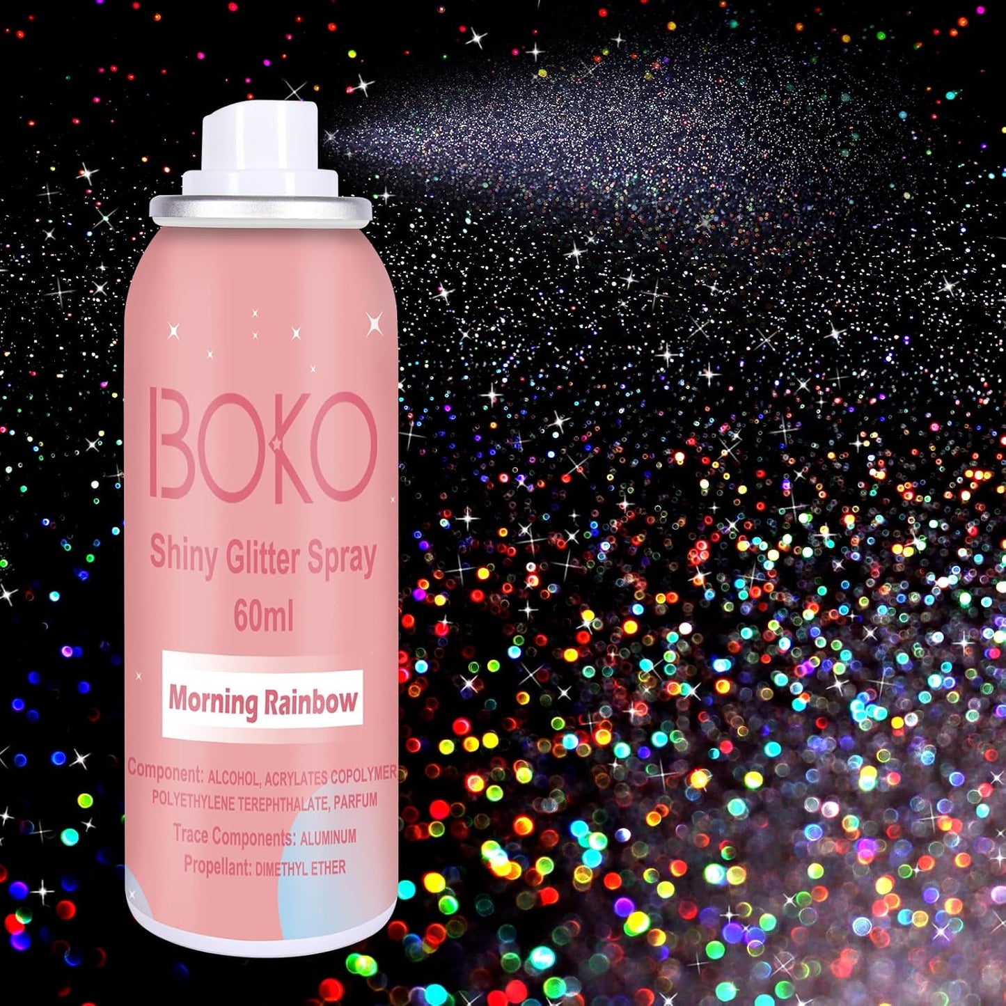 Holographic Silver Body Glitter Spray - Quick-Drying, Long-Lasting 60ML for Hair, Clothes & Festivals | Rave Accessories