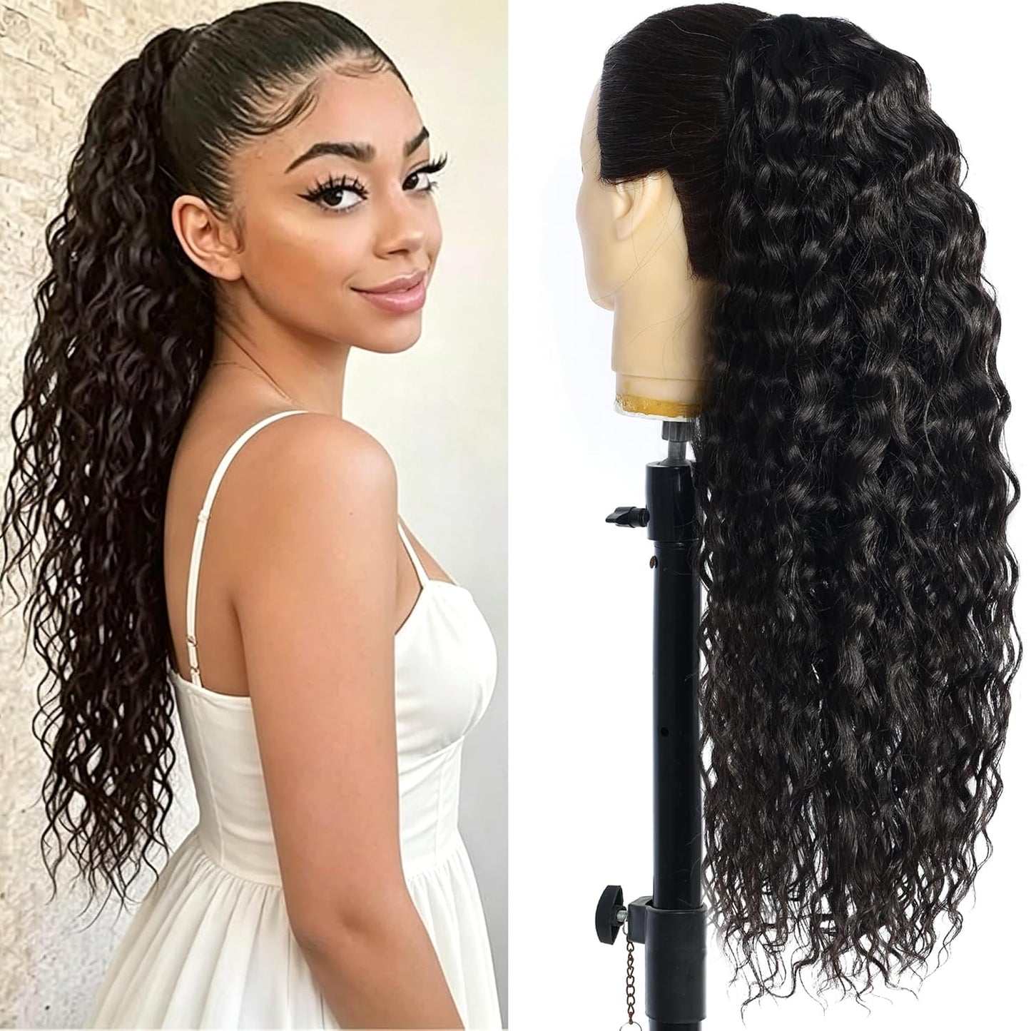 Afro Puff Drawstring Ponytail - Kinky Curly Hair Extension for Black Women | Natural Black, Short 1B Color