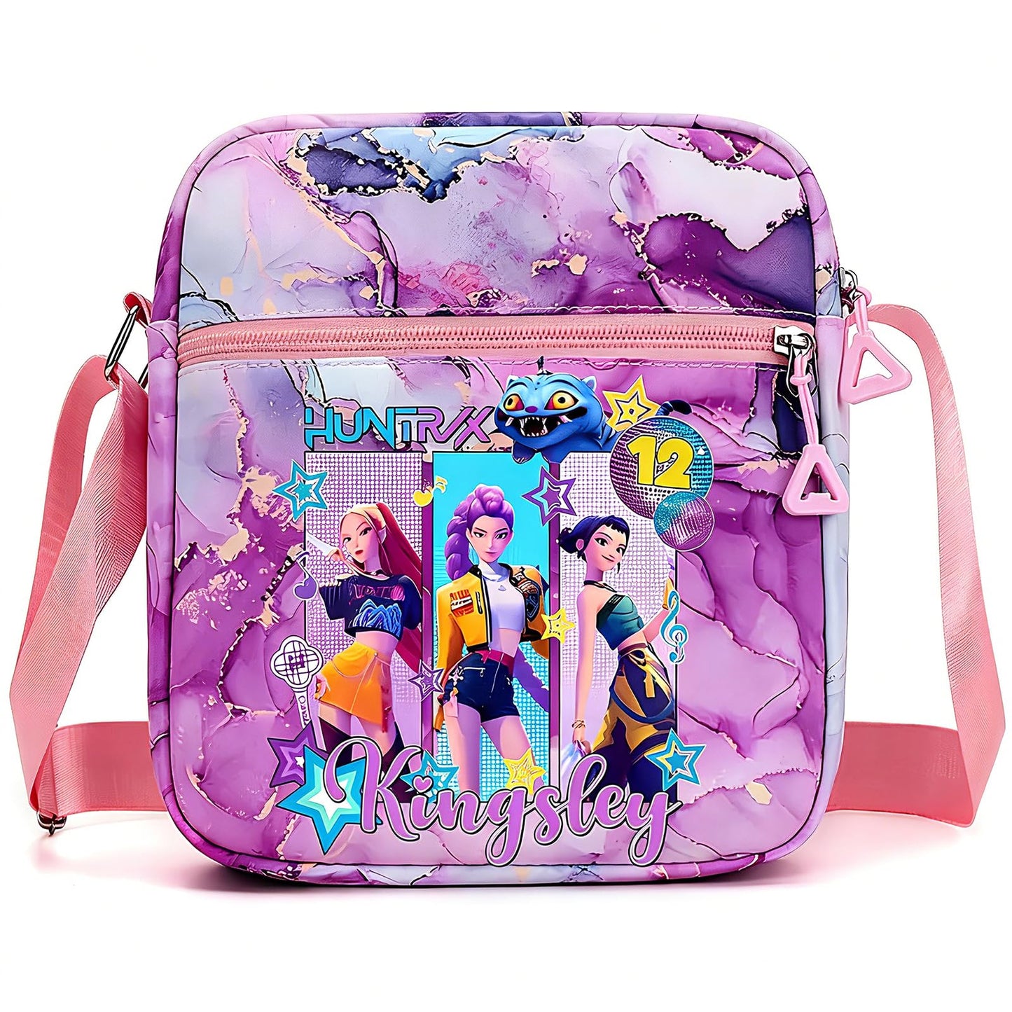 Kawaii K-pop Crossbody Bag with Adjustable Shoulder Straps, Cute Anime Shoulder Bag with Zipper, Cartoon Merch for Womens Birthday Gifts