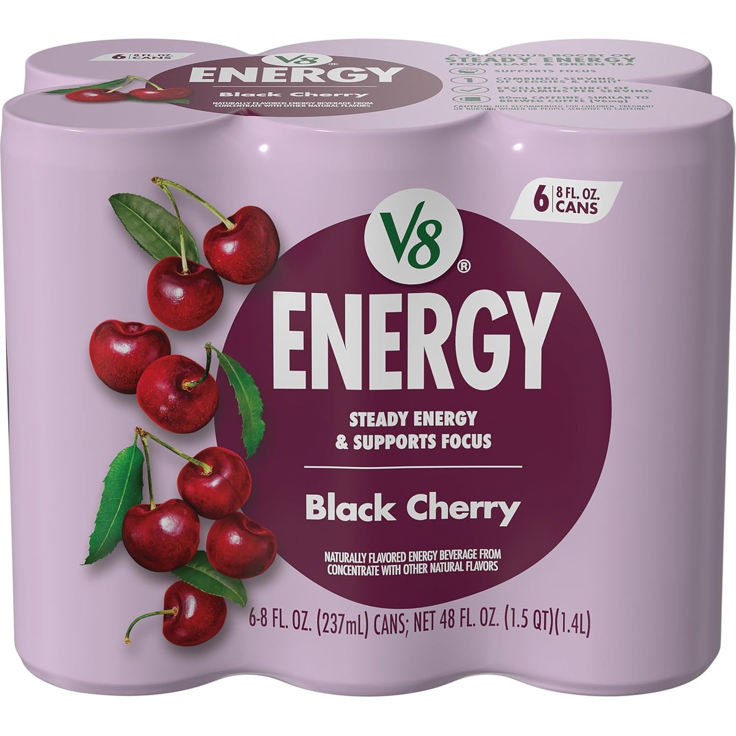 V8 Energy Peach Mango Energy Drink - 8 Fl Oz Can | 24 Pack of Refreshing Energy Boost
