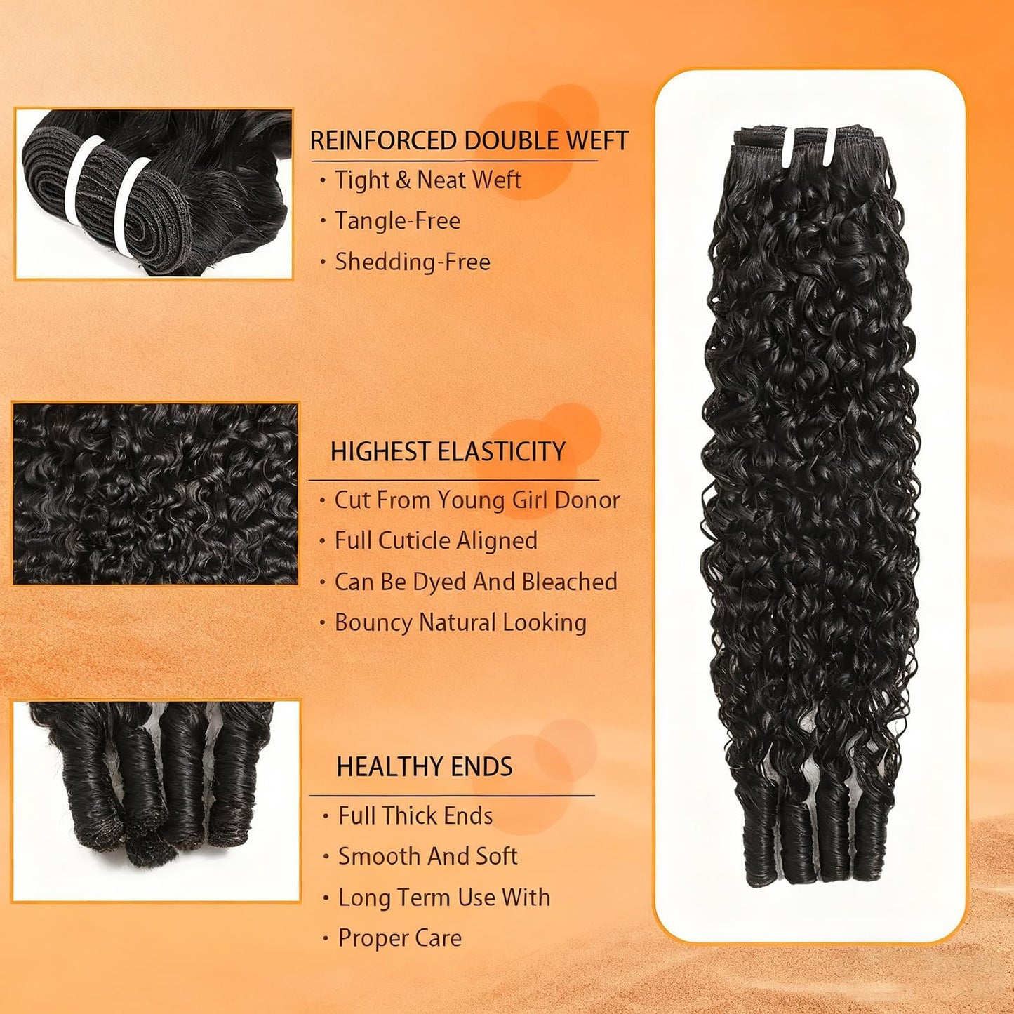 Sdferlin 12A Burmese Curly Bundles Human Hair 3C4A 100% Unprocessed 20 22 24 Inch Curly Human Hair Bundles Water Wave Quick Weave with Spiral Curly End Hair Extensions