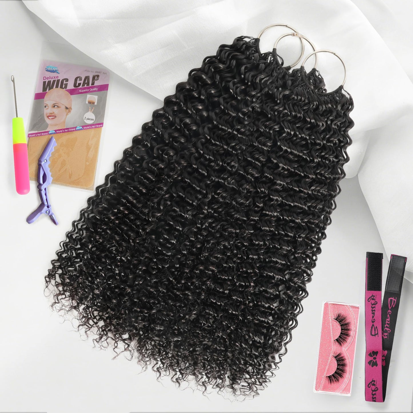 Feather Crochet Human Hair 18 Inch 180g Invisible Miracle Knots Crochet Hair for Black Women Knotless pre Separated Human Hair Extensions Jerry Curly Crochet Bundles for Boho Braids