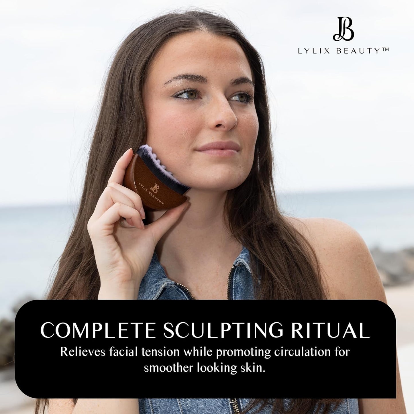 Lymphatic Drainage Face Brush & Jade Gua Sha - Sculpting & Depuffing Tool for Skin Care | Perfect for Face & Neck
