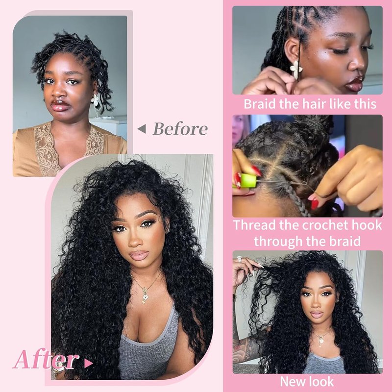 Feather Crochet Hair Extensions - 18 Inch 120g Invisible Miracle Knots | Jerry Curly Pre-Separated for Boho Braids - Natural Black