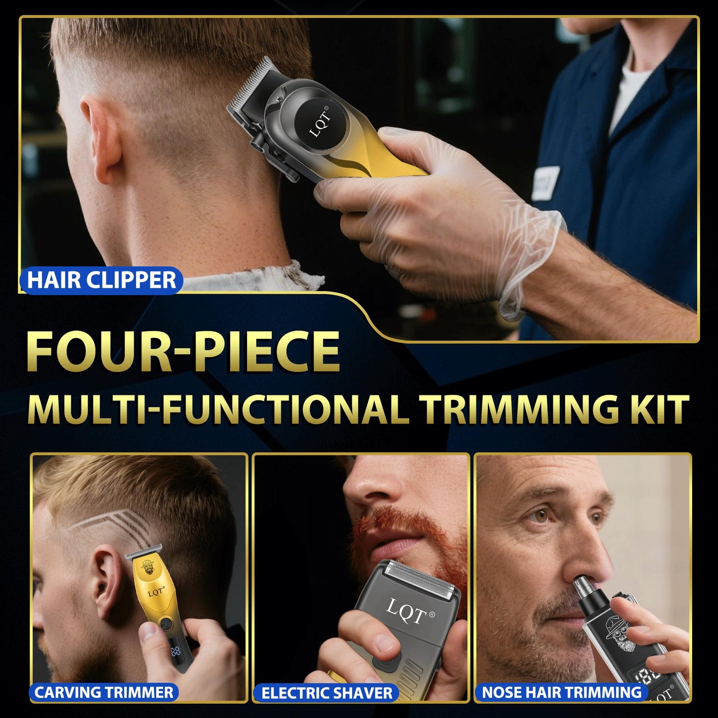 LQT Hair Clippers for Men LED Display Cordless Clippers Set Professional Electric Beard and Mustache Trimmer for Men Foil Shaver Nose and Ear Hair Trimmer for Birthday Son Husband Father Men Gifts